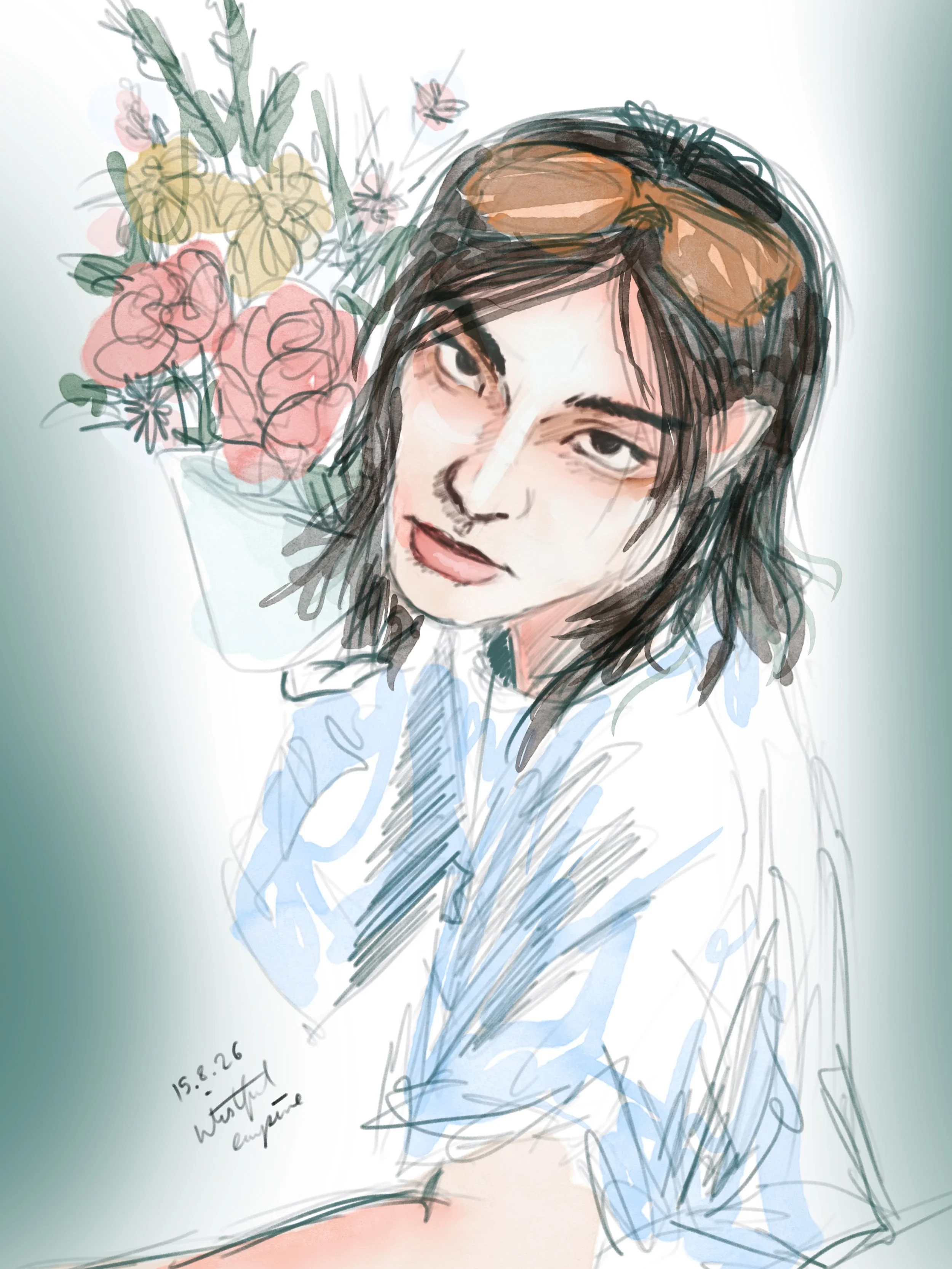 I really love it when the guys pose with flowers for some reason&hellip; so how could i resist sketching @hynjinnnn from this photoshoot with his big bouquet?!

#staytist #straykidsfanart #skzfanart #hyunjin #hyunjinfanart