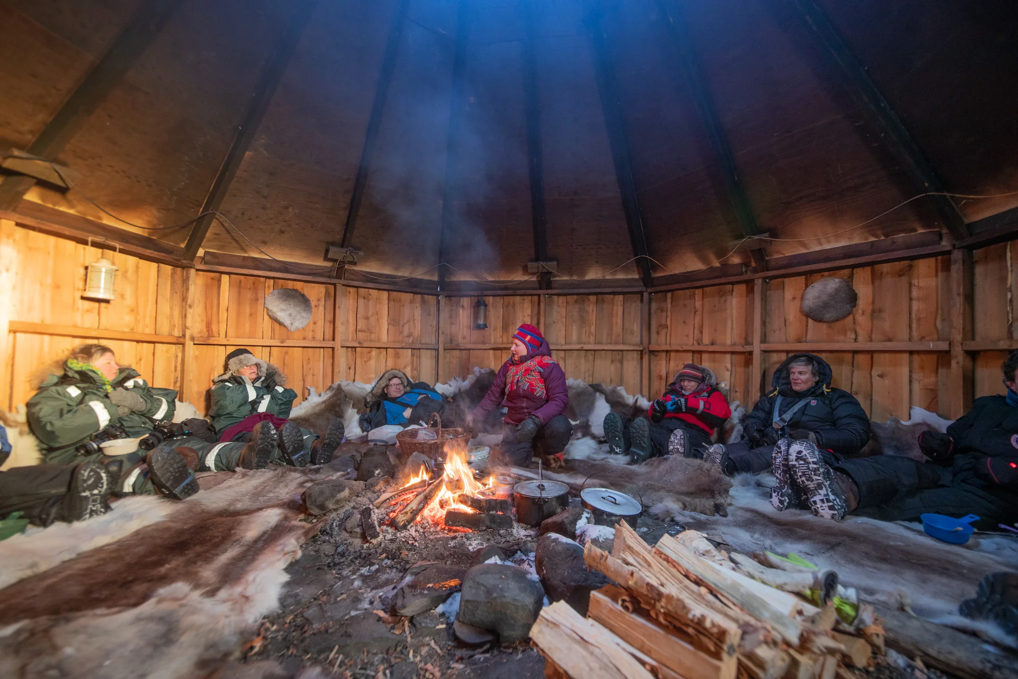 Rhonda lunching in the Sami Family Tee Pee.