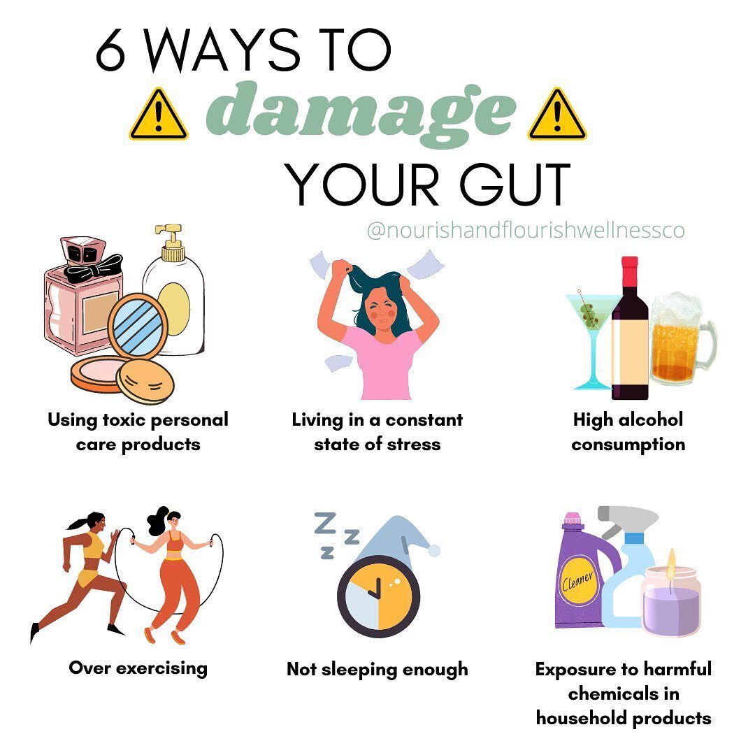 💄🧴 Exposure to chemicals that are present in some body care products can decrease diversity of the microbiome and negatively impact hormones. 

😫 Not addressing stress or making time for rest and relaxation can result in you being in a constant fi