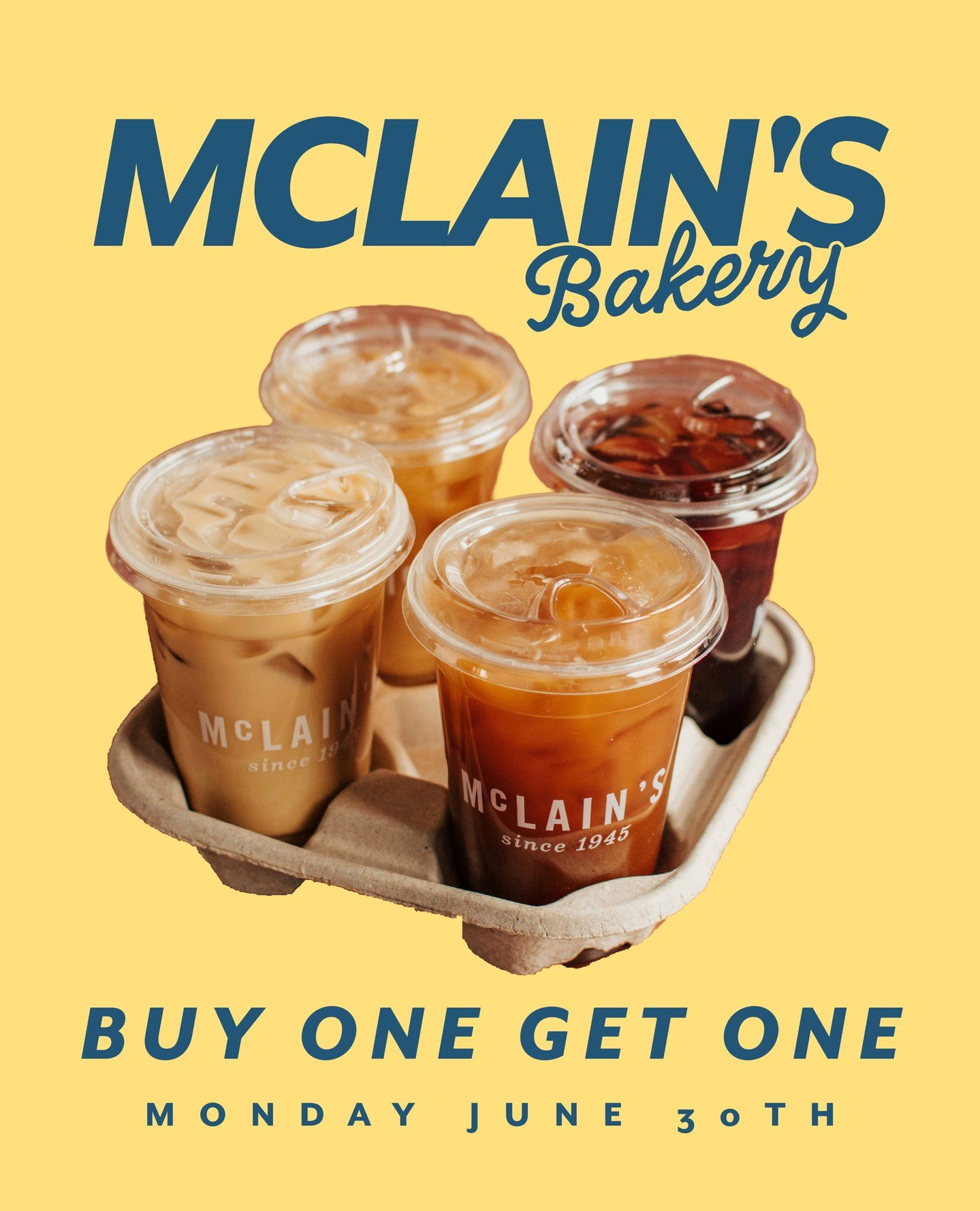 ☕️ Mark your calendars for our BOGO latte day! Buy one iced latte get one free at ALL McLain's locations, Monday June 30th! ☕️ Tag a friend to save the date! ✨