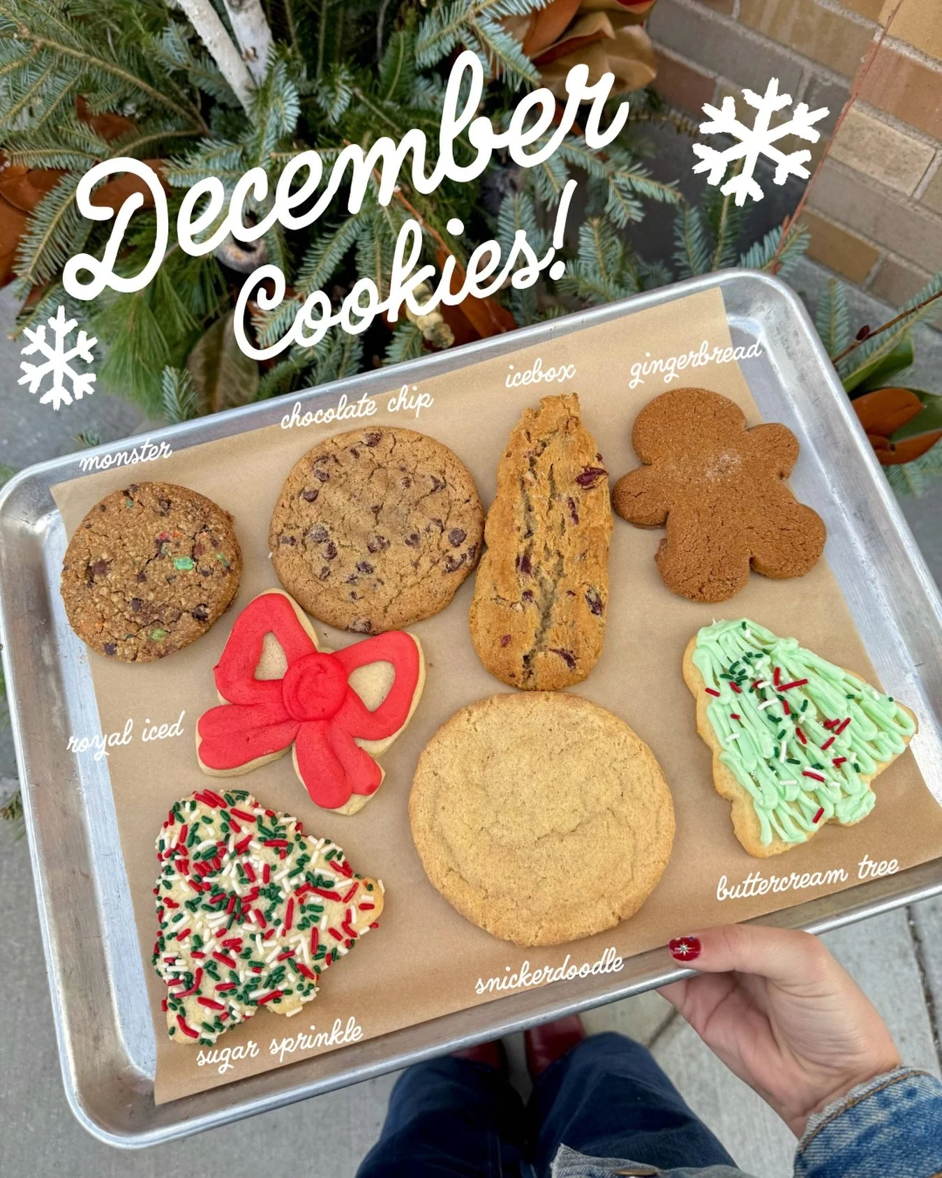 🍪❄️ December cookie lineup! It may look a little smaller than usual, but that&rsquo;s because we made way for chocolate coconut sandwich cookie bags, butter cookies, and more giftable treats in our retail section!