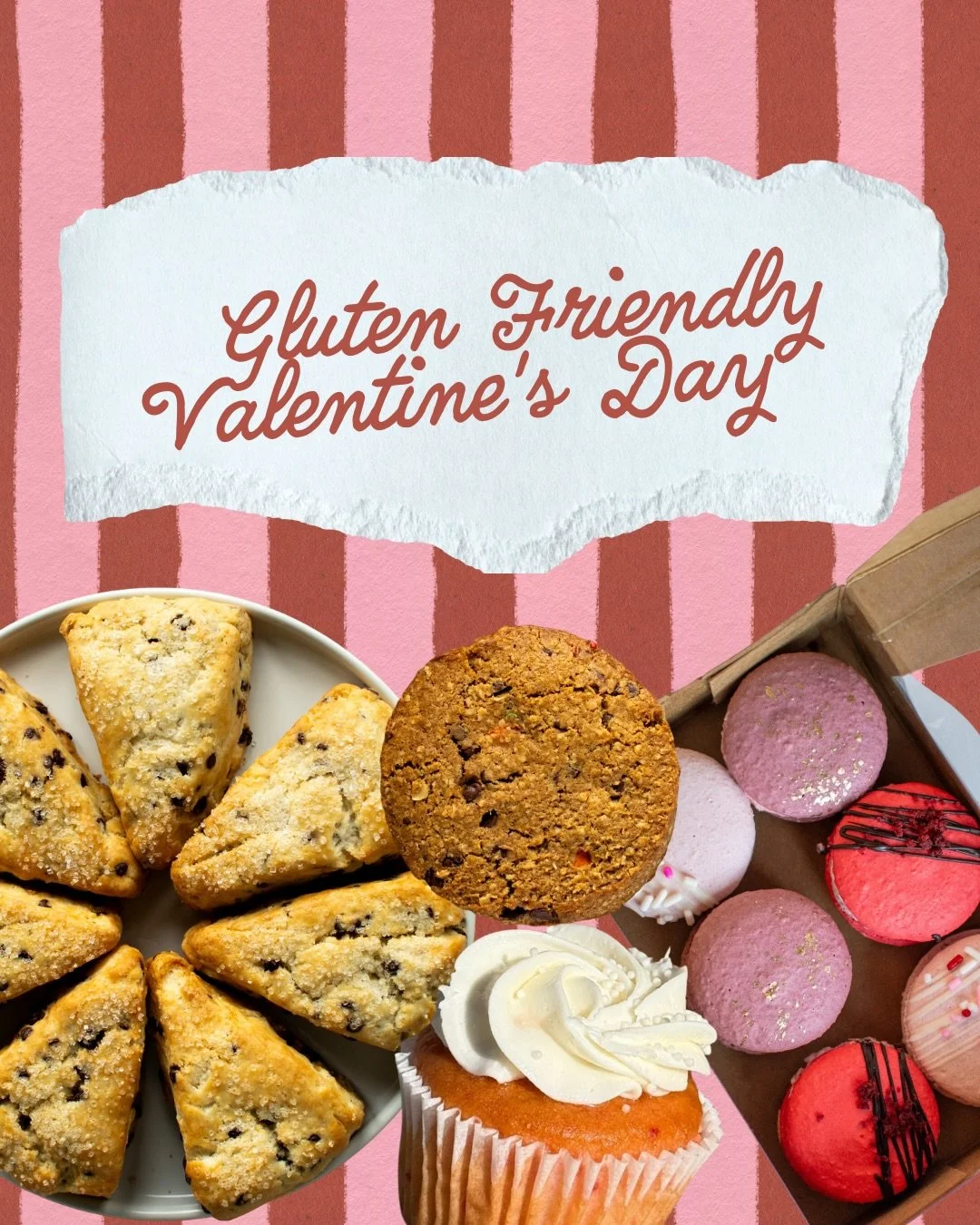 Looking for some sweets for your gluten-free lover? We offer these treats in store daily! The macarons can be purchased in a pack on our Valentines Day menu! 💘 

💝 Please note that while these treats are made with gluten free ingredients, we bake t