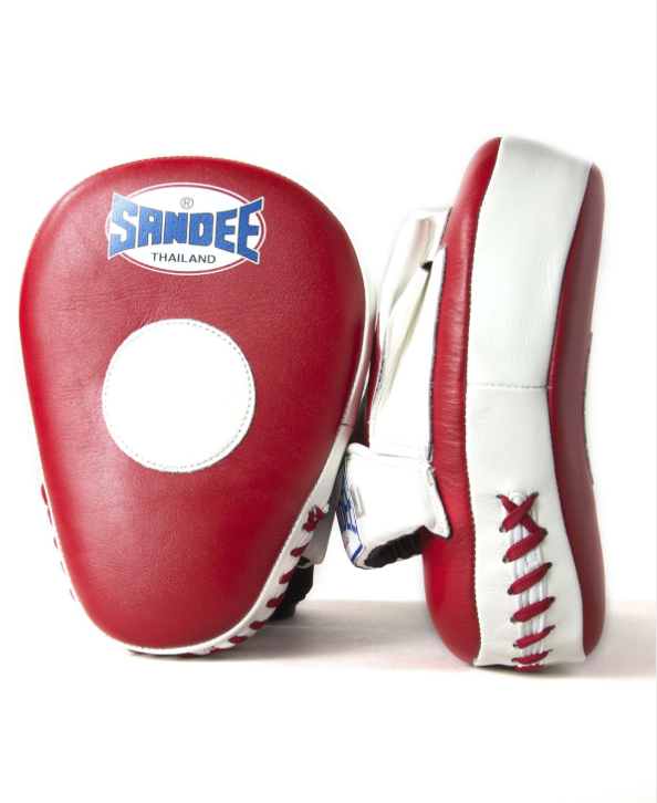 Sandee Leather Red & White Curved Focus Mitt.png