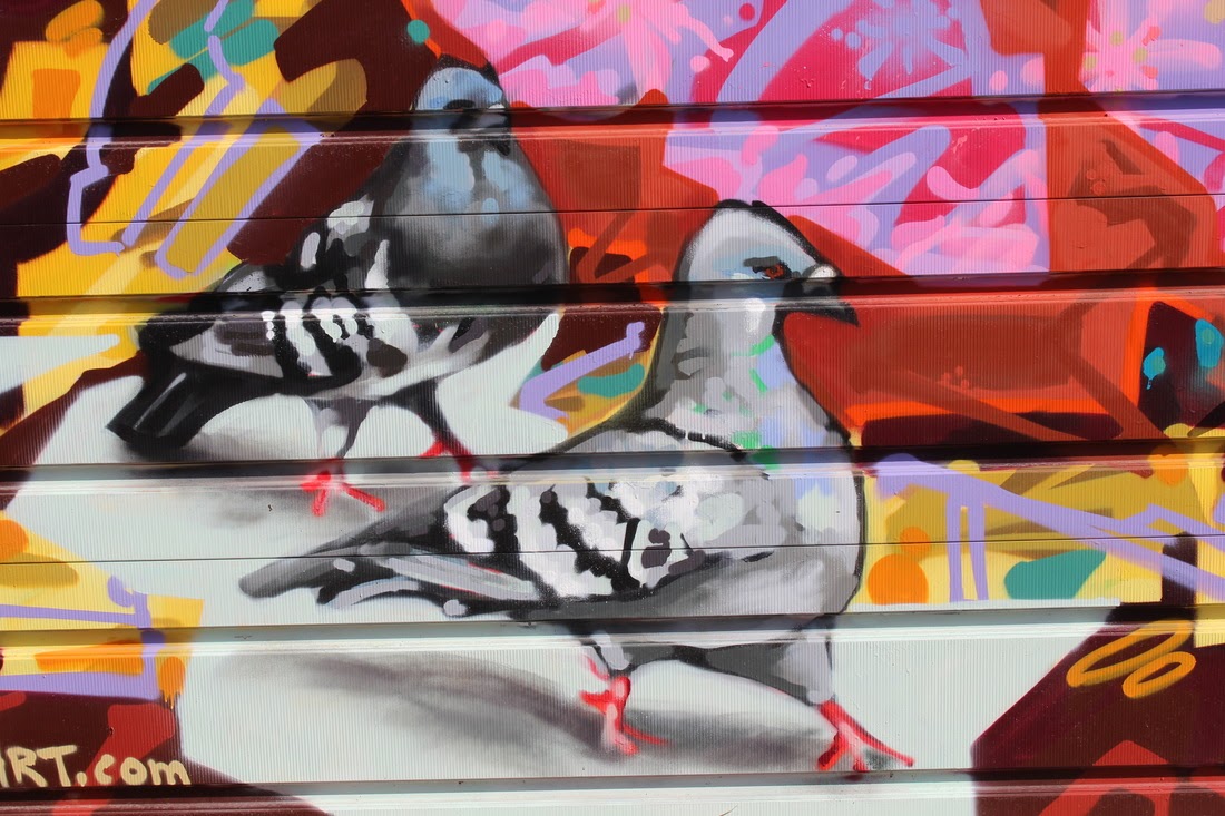 Toronto mural pigeon details
