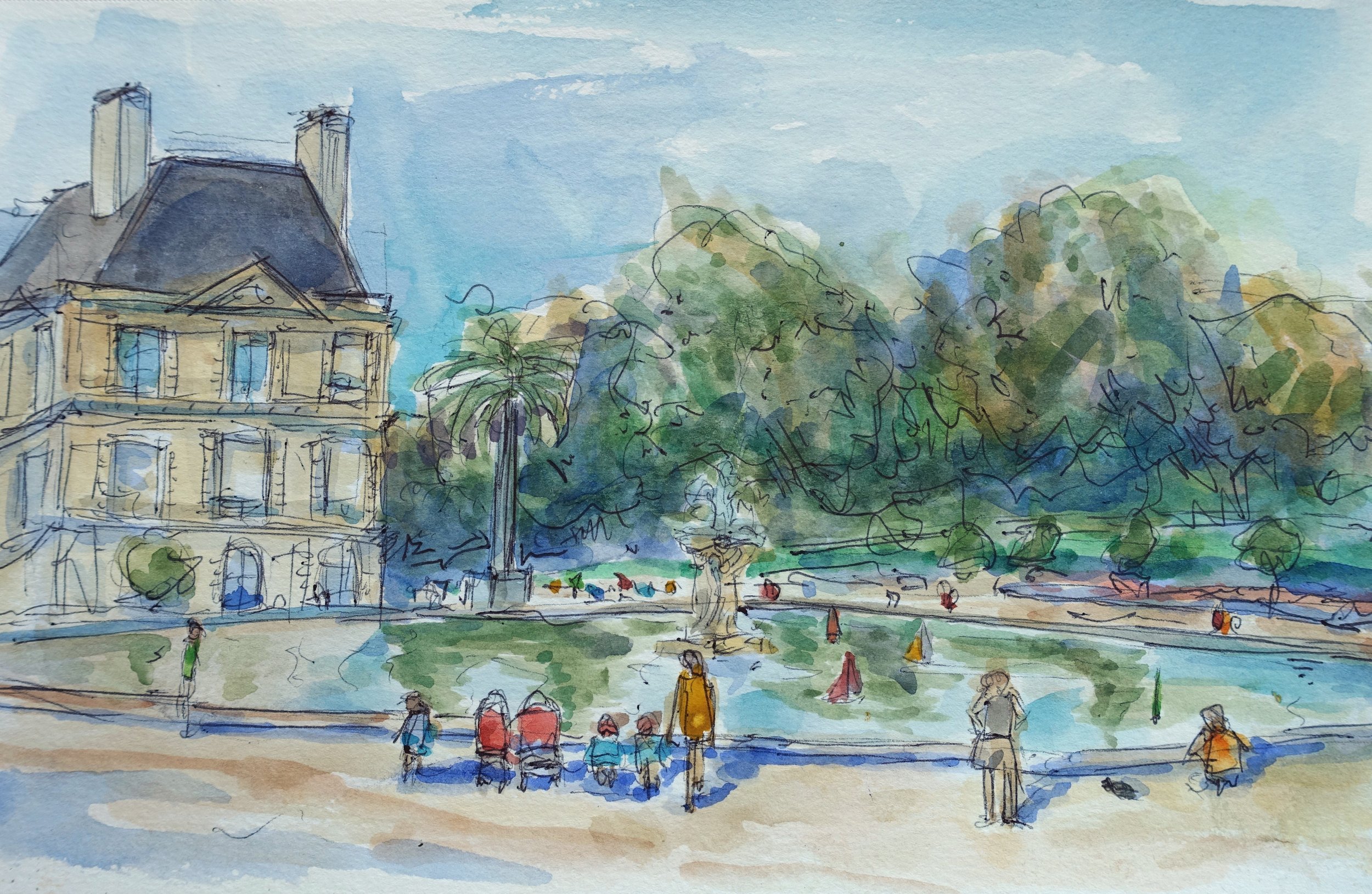 Jardin due luxembourg afternoon paris watercolor.JPG