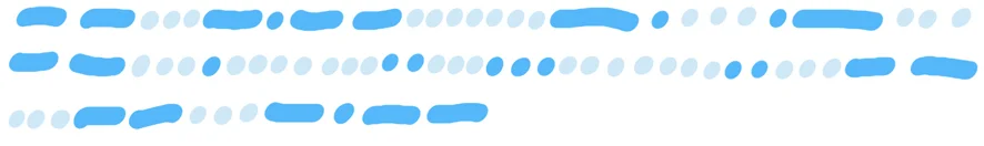3 lines of mid blue dots and dashes interspersed with light blue dots, representing Morse code.