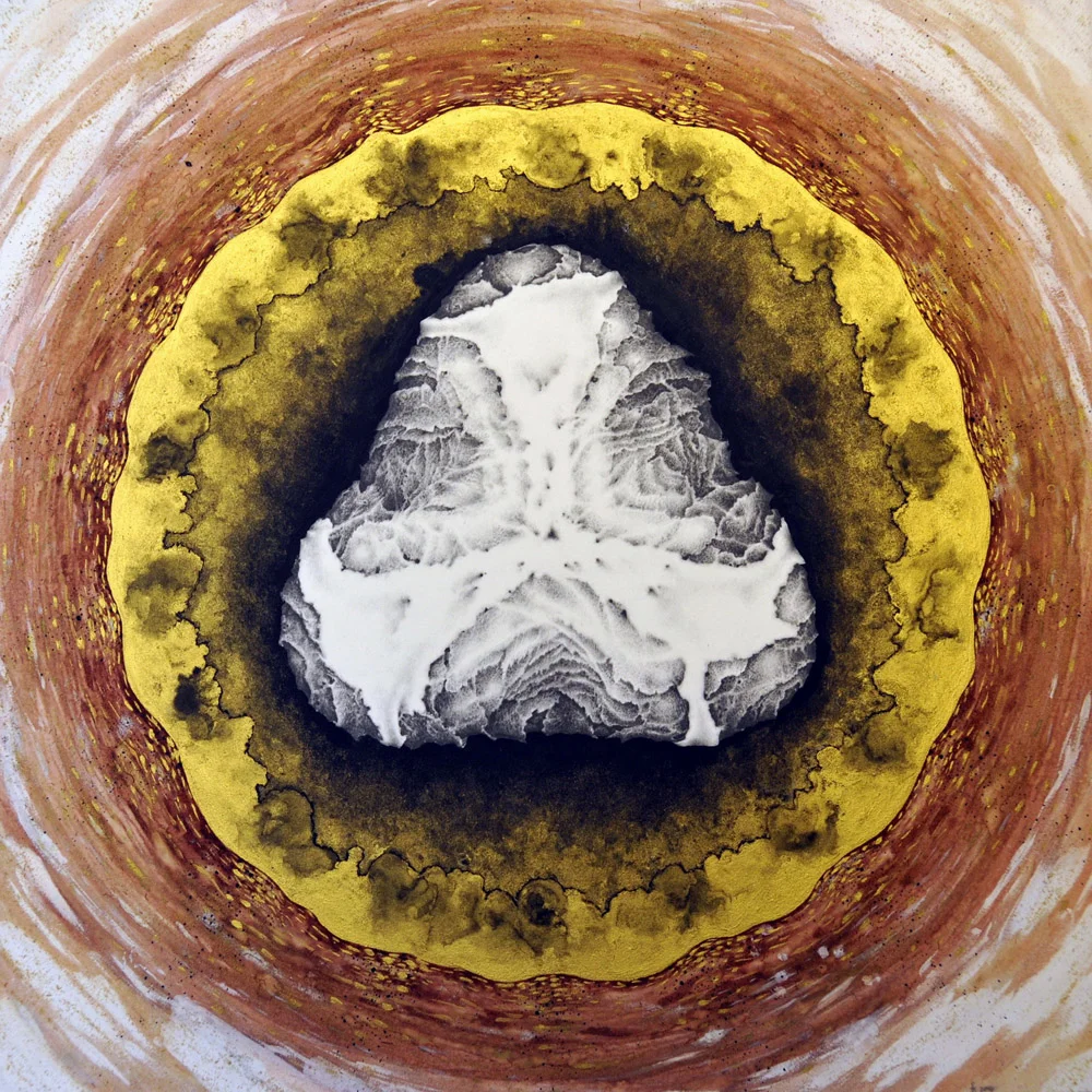A fine art commission for EMLab/Centre for Advanced Microscopy, based on SEM imaging of tree fern spores. It was made in situ for all residents to see it being made, and was created to hang in the building front lobby.