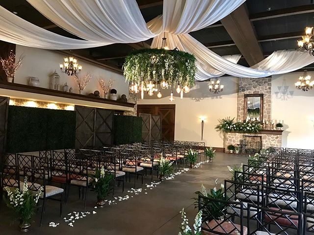 LOOK AT THIS!!!!!!!!!!! Sorry for yelling. We&rsquo;re just very excited about the look of today&rsquo;s wedding. @shumakerpdt conceptualized and built this incredible new boxwood and barn wood room divider in just 5 WEEKS! After the ceremony these g