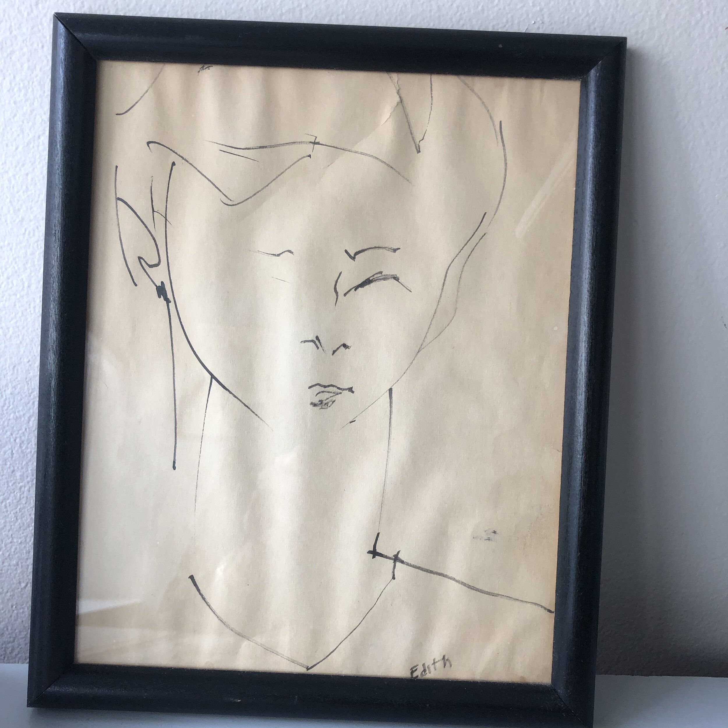 "Edie" - Sketch by Edith's first husband, Richard Hall. 