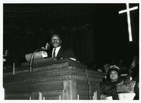 Dr. King at Cory United Methodist Church in the spring of 1963, just after being released from the Birmingham jail