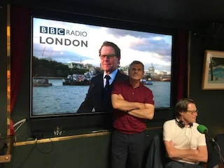 Robert relaxing with Jason Solomons, who co-hosted the show