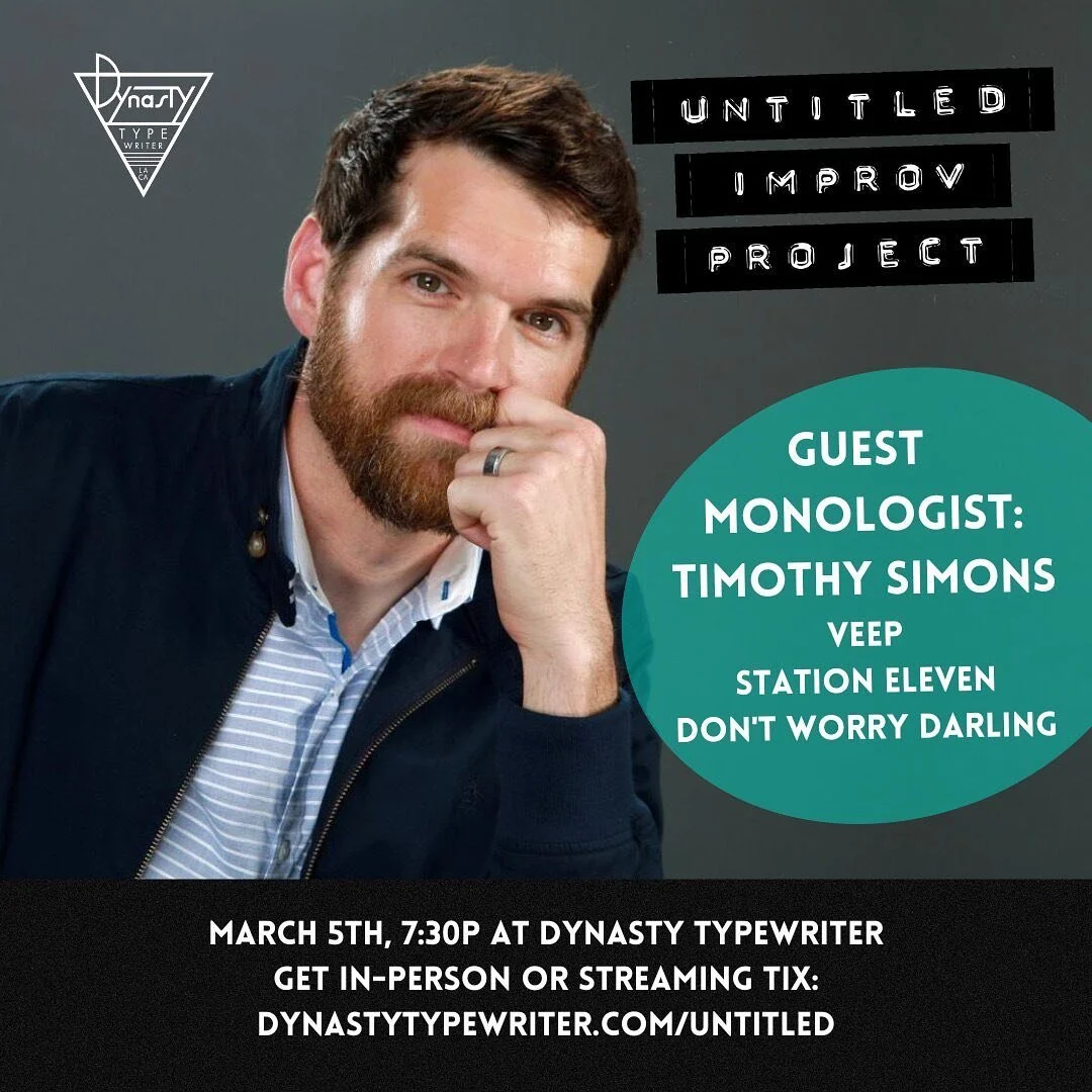 LOS ANGELES: This Sunday, March 5th at @untitledimprovla at @dynastytypewriter:
@timothycsimons!!
and
@robhuebel 
@jondalygram 
@lilyyily 
@nfparkergirl 
@willhines 
@thebrianhuskey 
@cfionam 
@charity_corin 
Come in-person or stream from home!
d