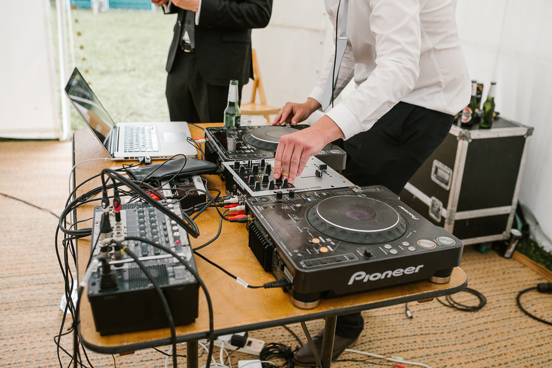 close up photo of the dj set at festival wedding