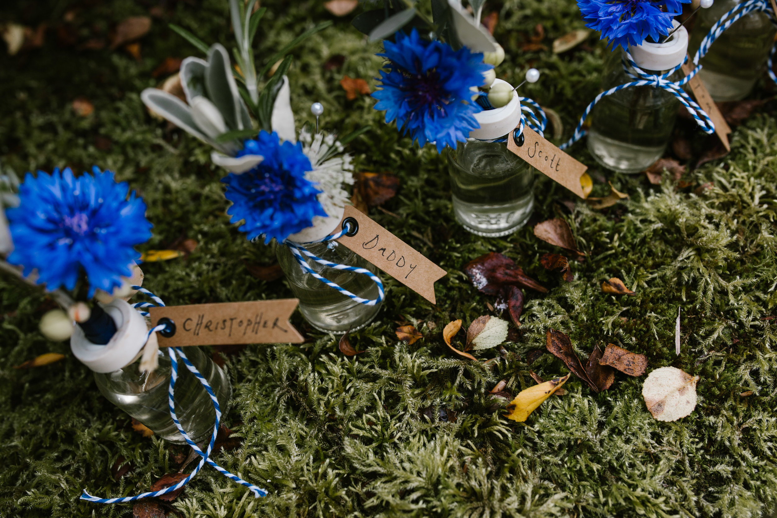 blue wild flowers buttonhole for groom