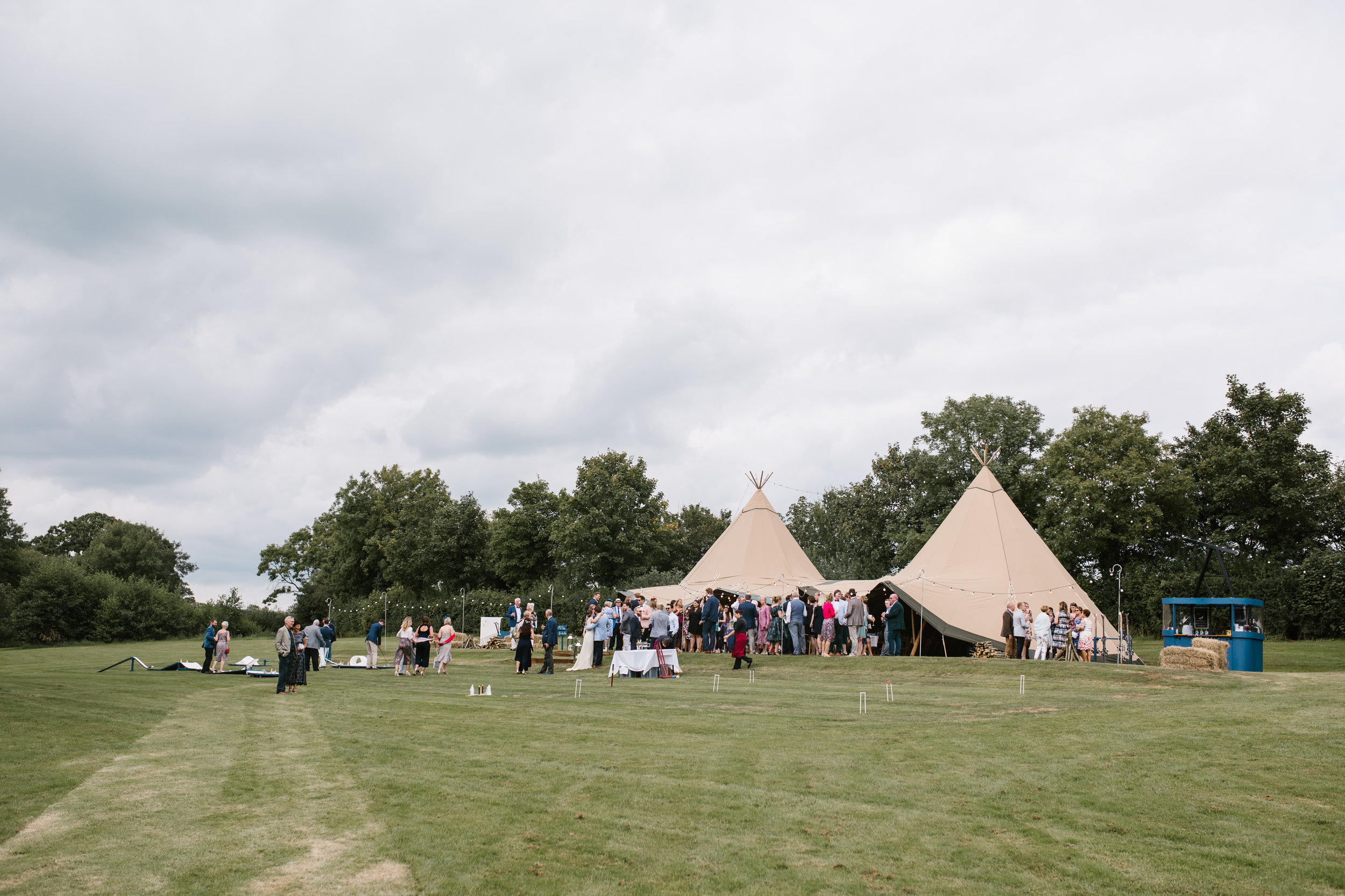 back garden wedding in Somerset of a tipi boho themed wedding