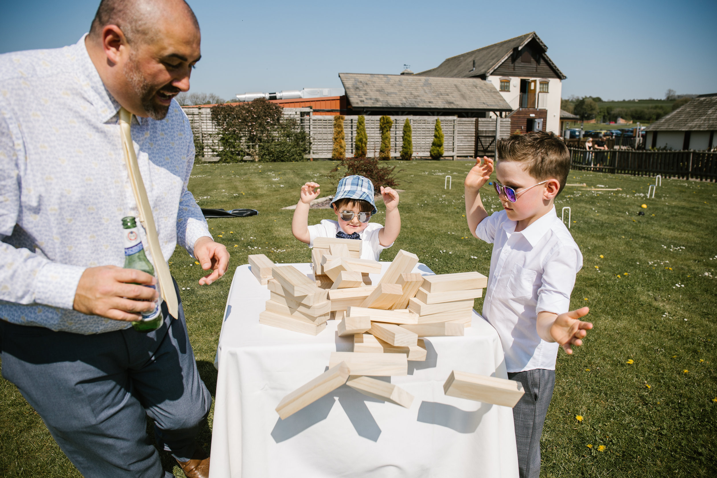 kids at weddings playing jenga together at aston marina in staffordshire