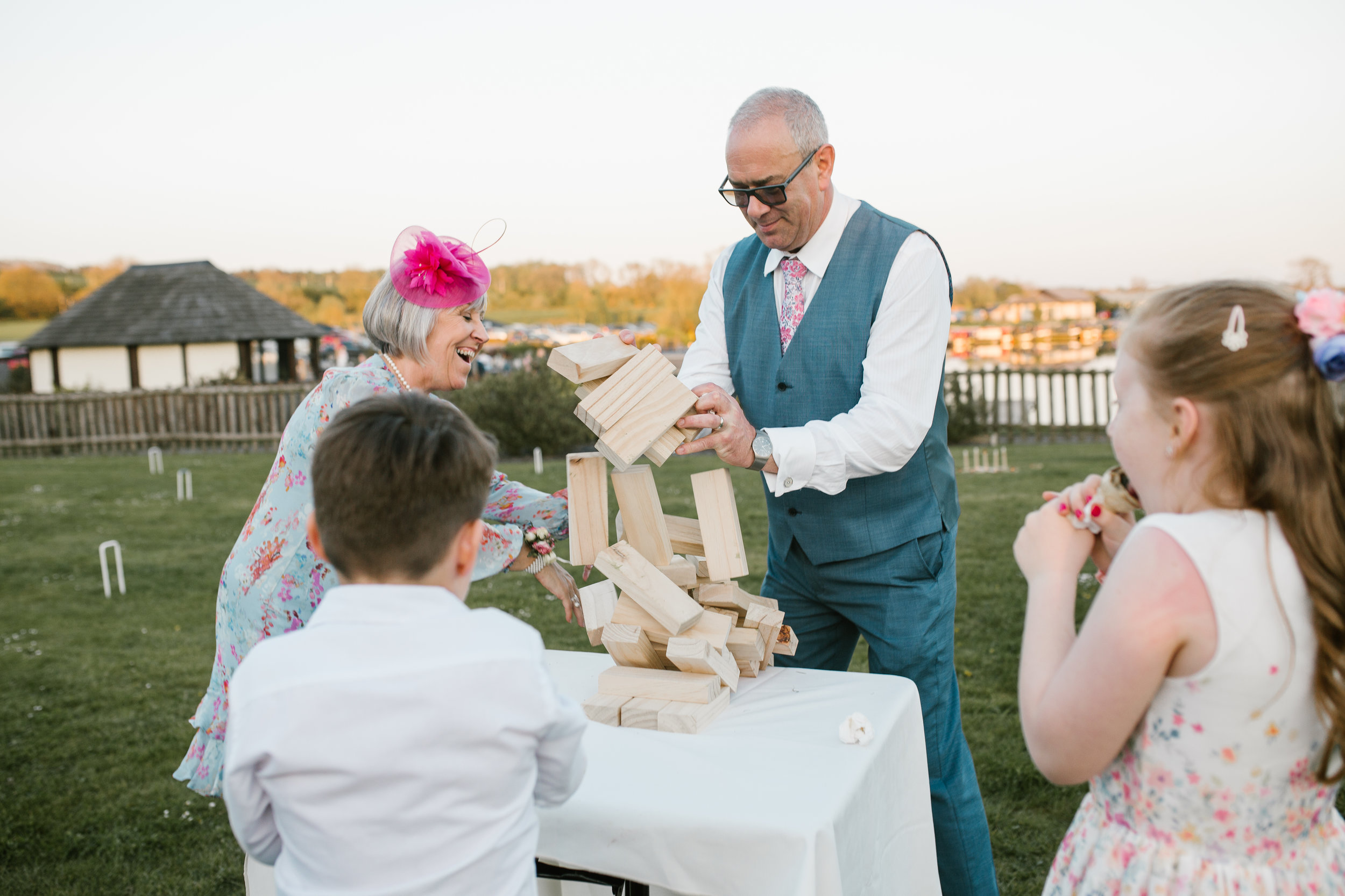 people play lawn games on the wedding evening 