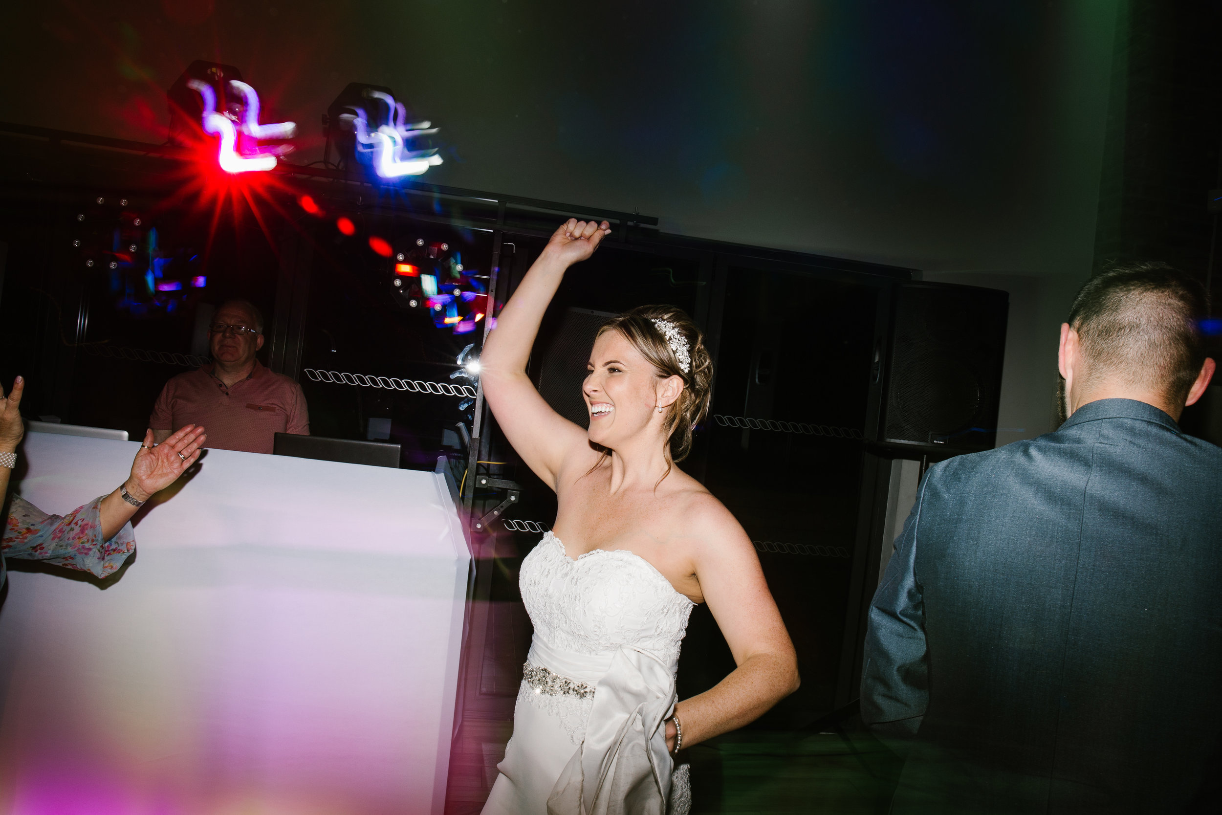 bride dancing to steps on the party of her wedding night