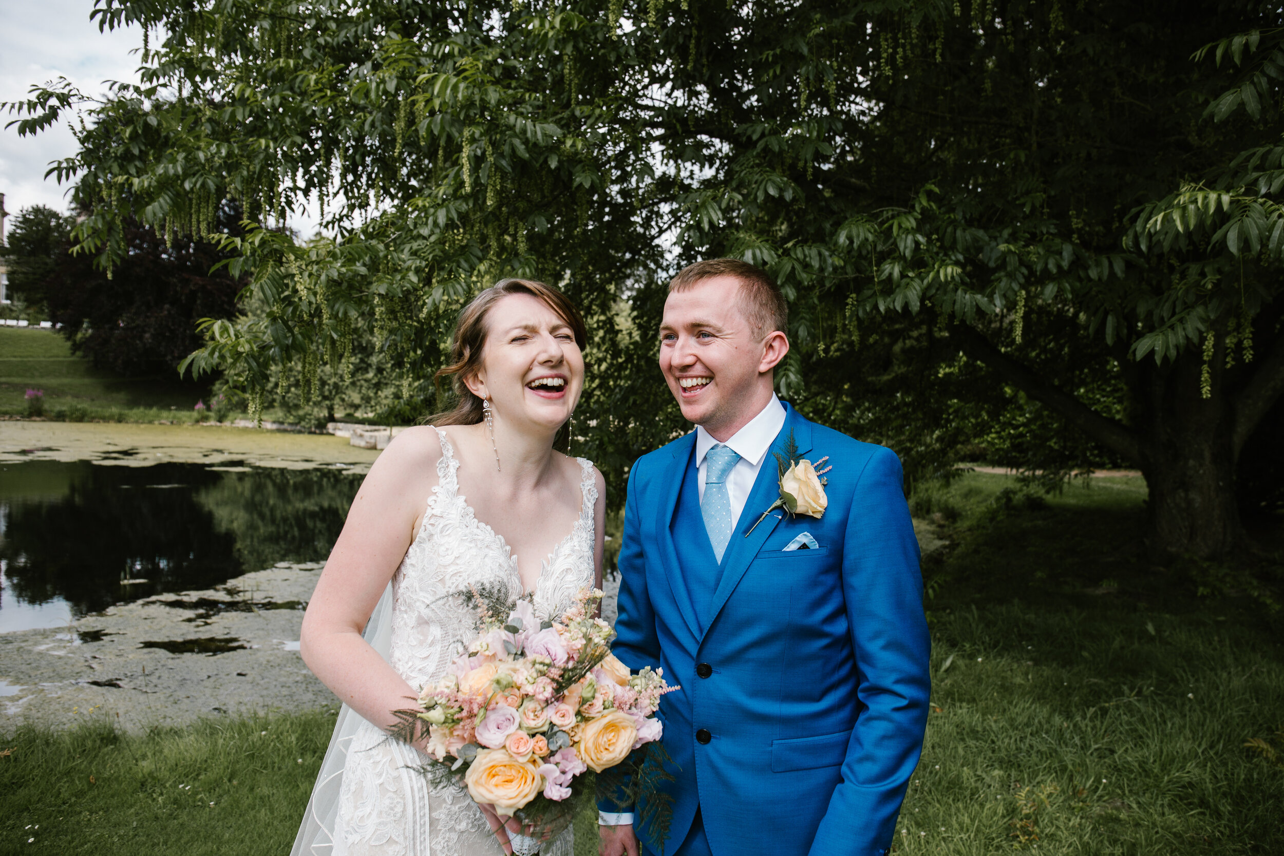 natural photo of bride and groom just married at cowley manor