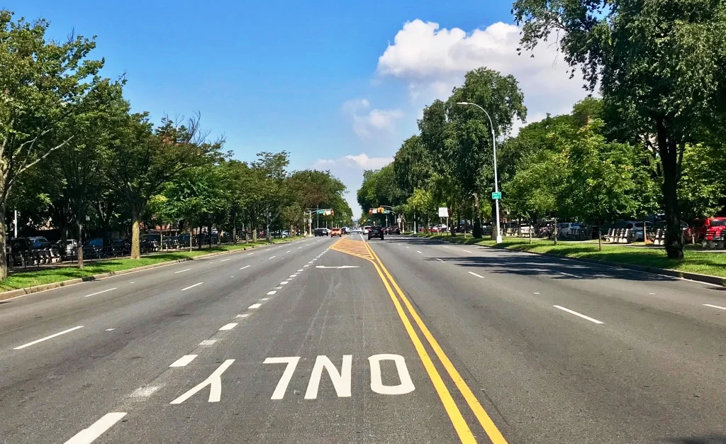 Ocean Parkway. Well-maintained, shady, and wide ped &amp; bike lanes on both sides. Ideal running route.