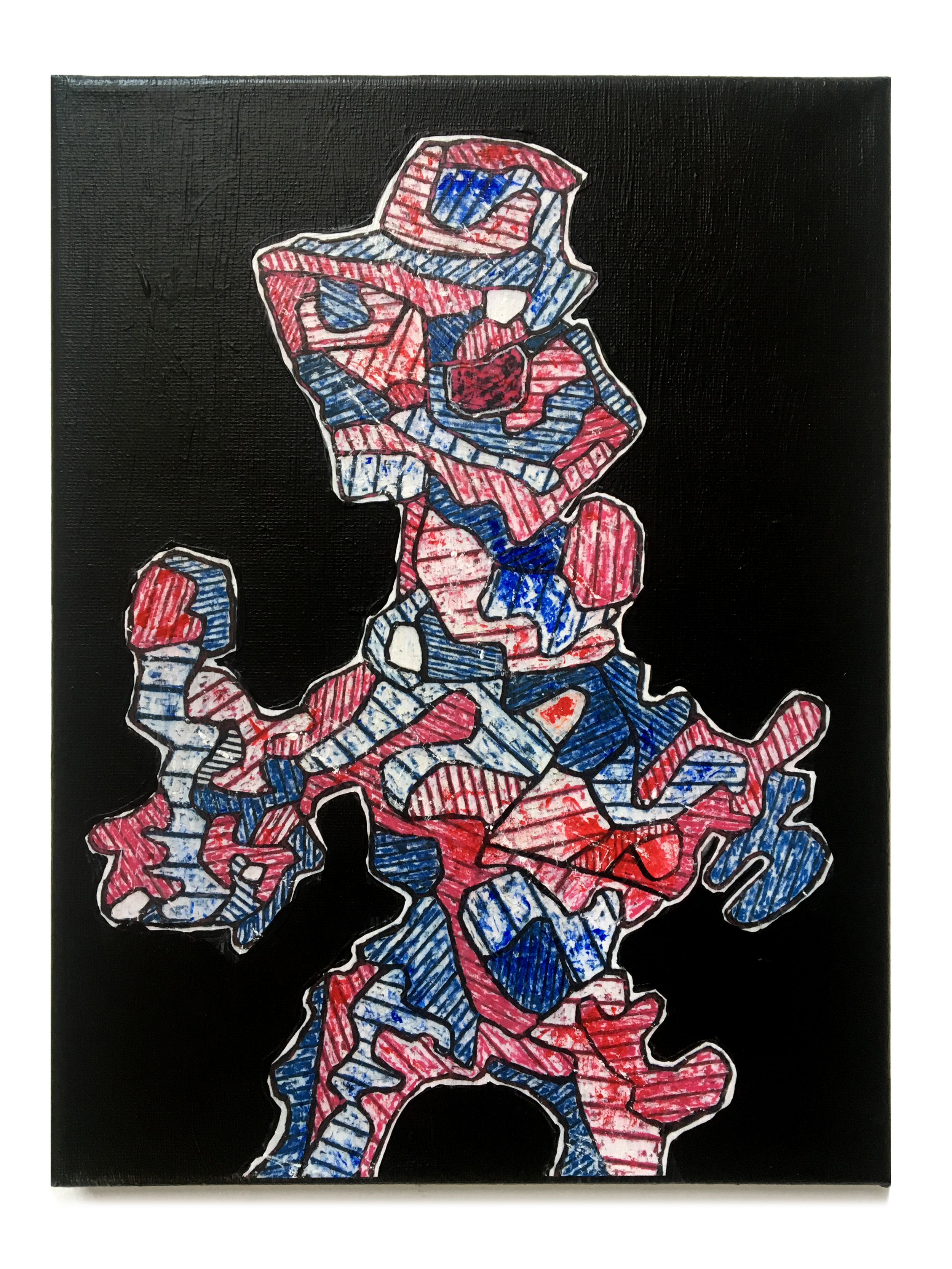 Jean Dubuffet, 2019,  Acrylic and collage on canvas,  12 x 9 inches,  30.5 x 22.9 cm