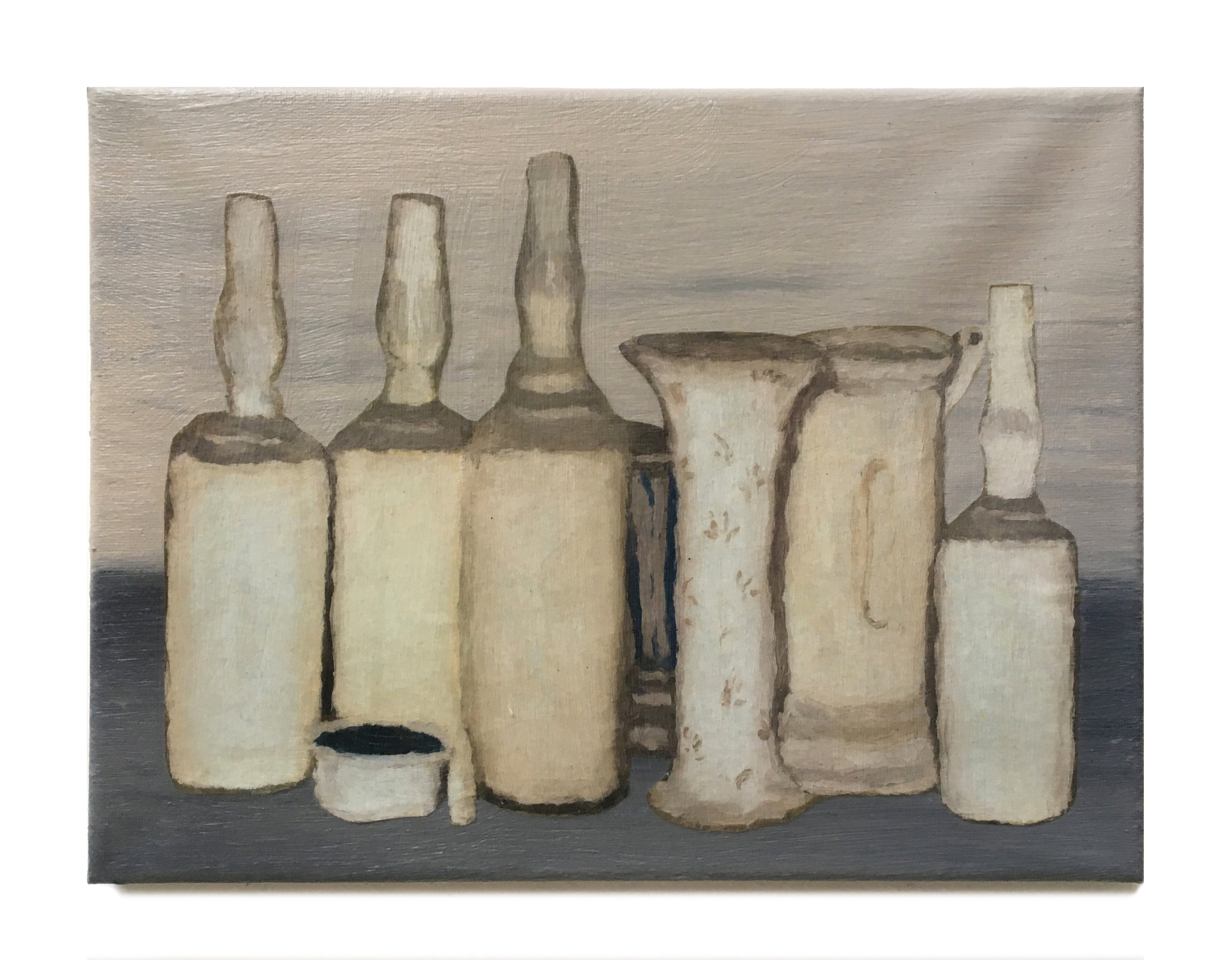 Giorgio Morandi, 2019,  Acrylic and collage on canvas,  9 x 12 inches,  22.9 x 30.5 cm