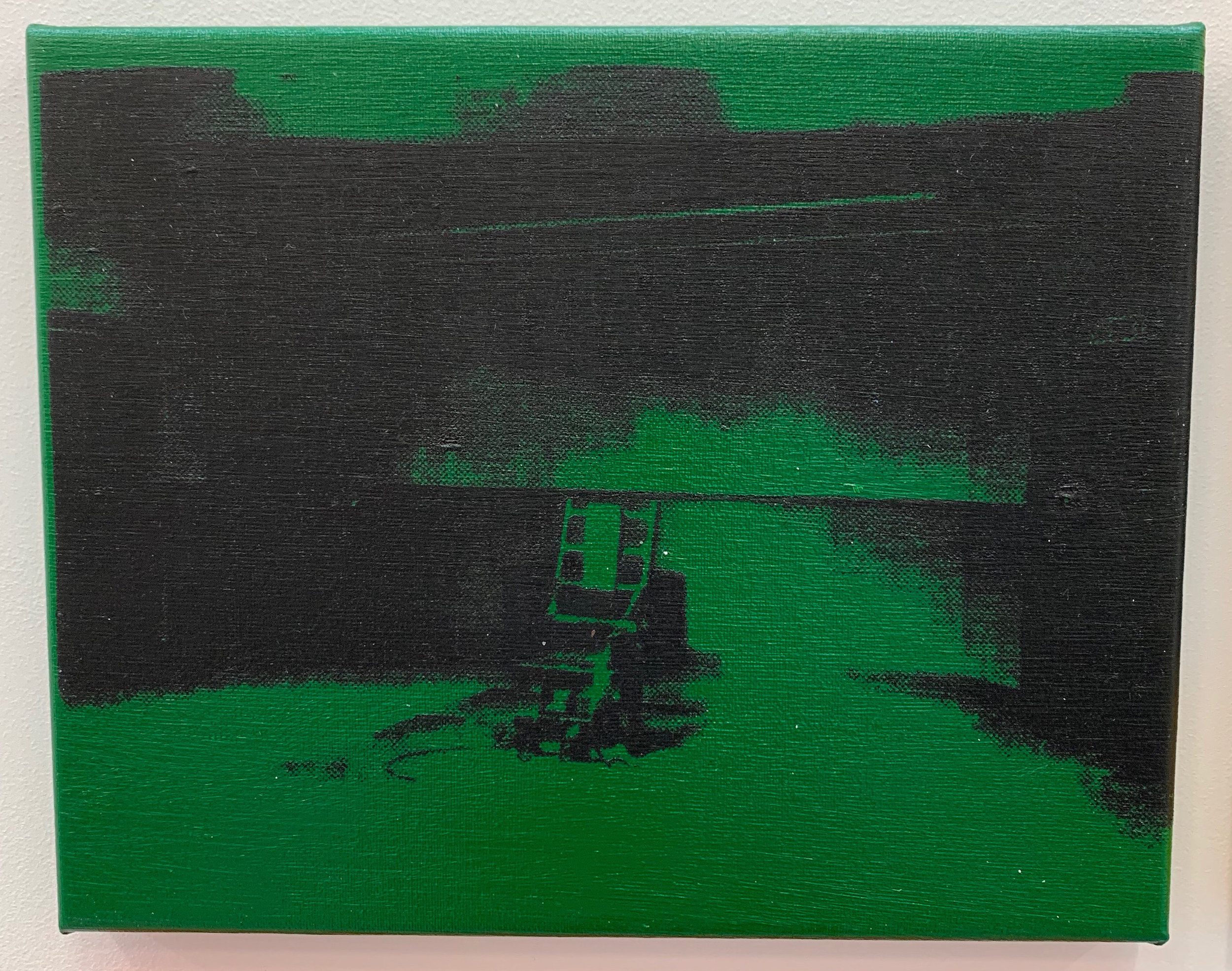 Andy Warhol (Electric Chair, Green), 2019,  Acrylic and silkscreen ink on canvas,  8 x 10 inches,  20.3 x 25.4 cm