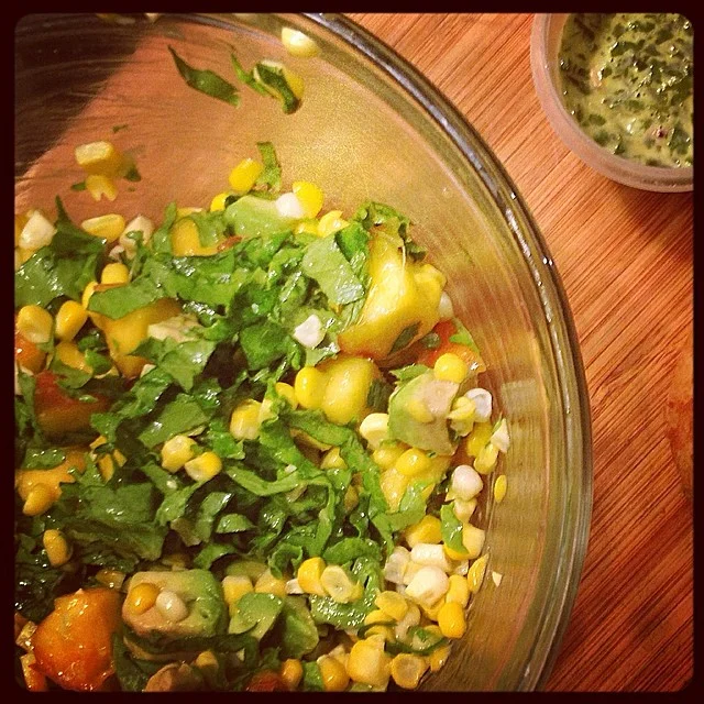 Corn, Peach and Avocado Salad