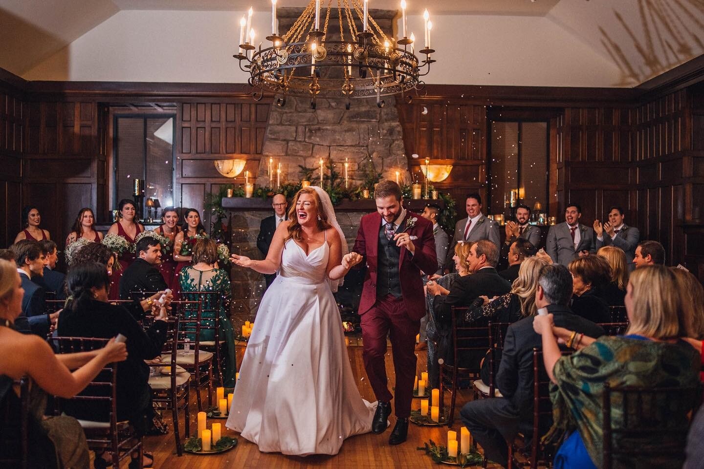 Recessional JOY! Brea and Jeremy were the happiest, most joyful couple- such a pleasure to be a part of their Christmas themed celebration! @mallorypaigephotography___ #mybelovedhomewood #homewoodwedding #adhevillewedding #winterwedding #ashevillewed