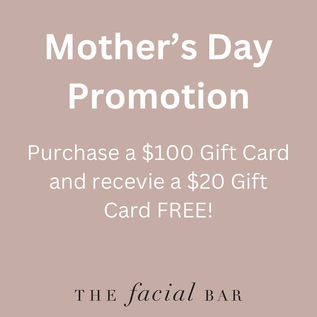 With Mother&rsquo;s Day around the corner, we are offering a gift card promotion, purchase a $100 gift card and receive a $20 gift card FREE!💕 

Promotion starts May 1st- May 11th!