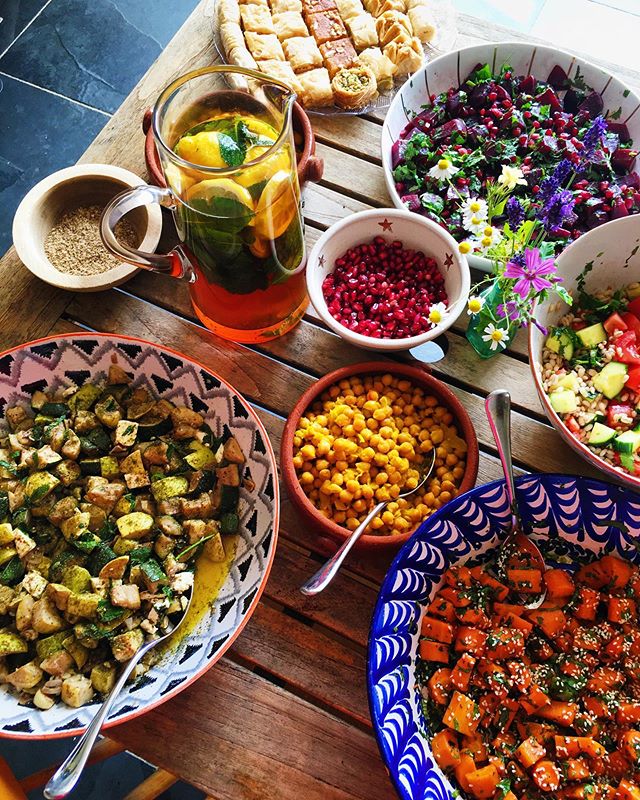 Almost immediately after I took this our phones were piled in a heap and sworn off limits, under threat of a shot of the neon pink cactus liqueur from Malta that had been in the cupboard for far too long. A Moroccanish feast for the Vanderbus in hono