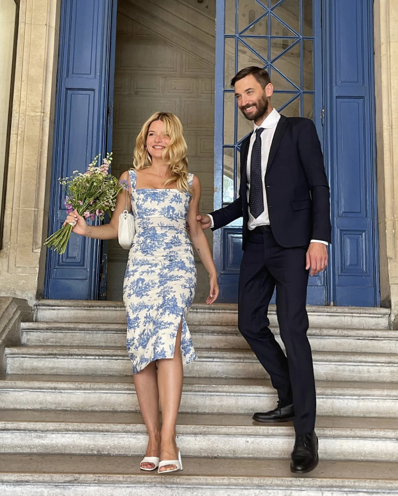 Best Dressed: Sabina Socol Ties the Knot in Paris Wearing Something Blue 