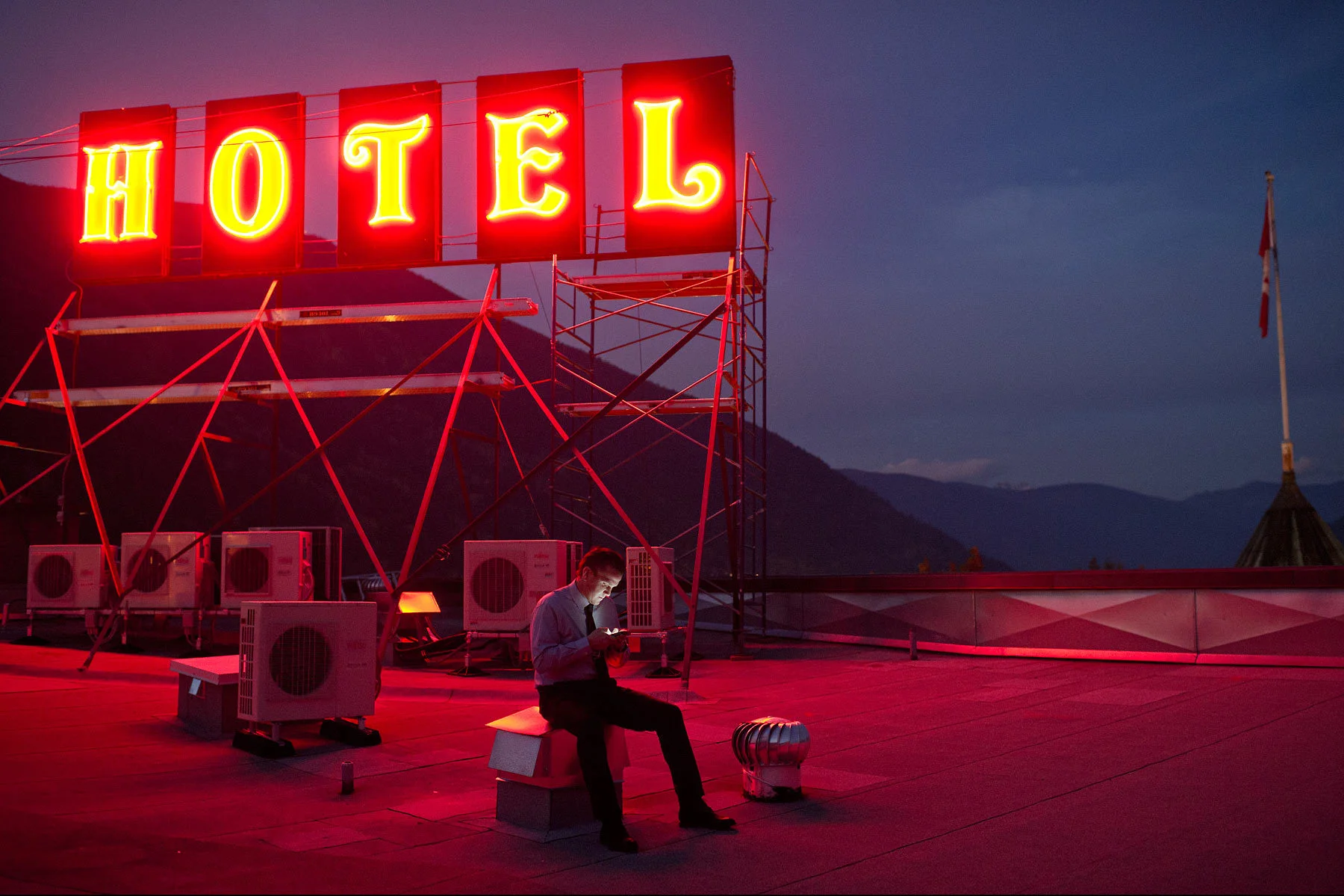  Hume Hotel night manager Craig Pilon on the roof of the hotel. The hotel was built in 1898 and is described as the Grand Old Dame of Nelson. 