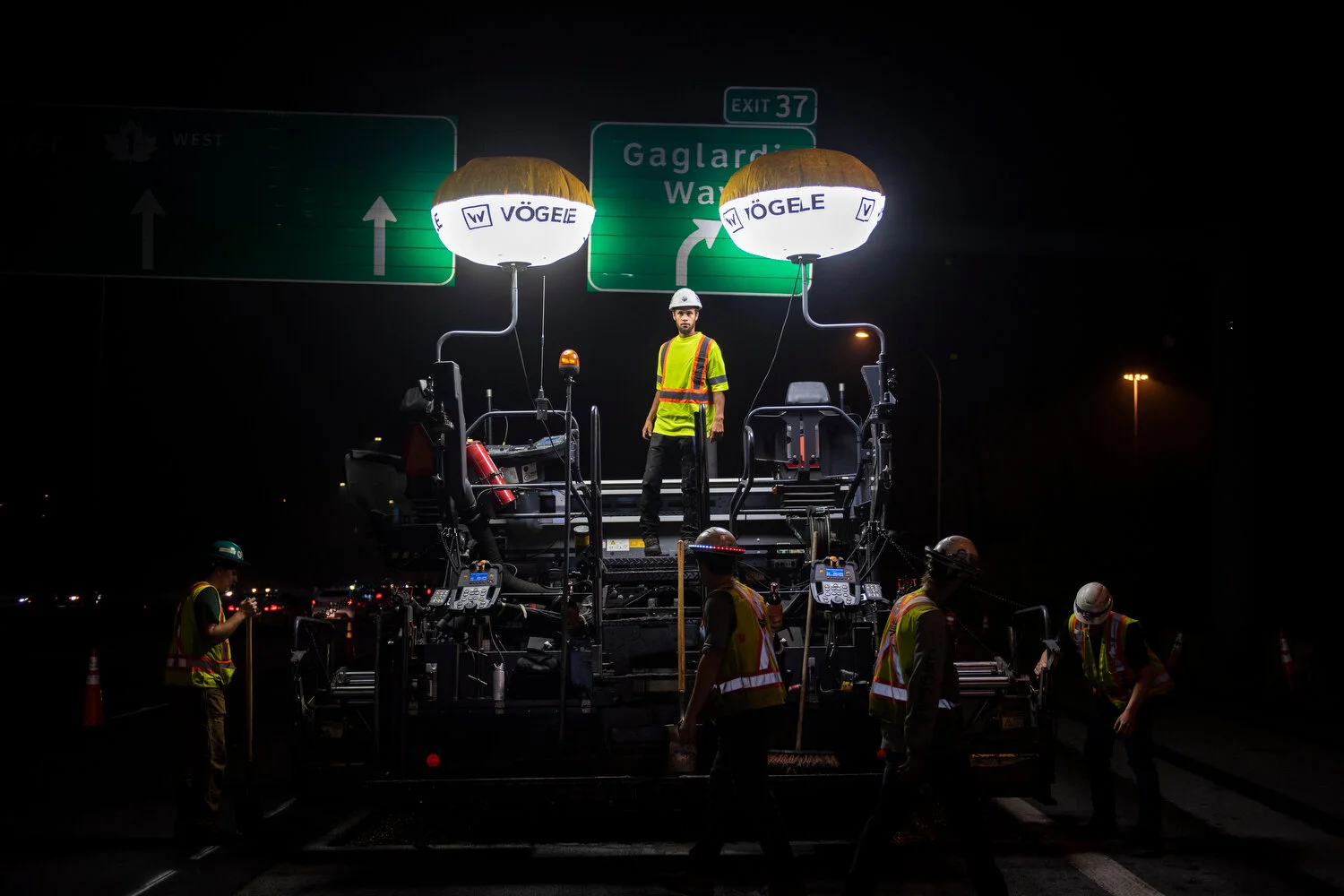  September 17, 2020 - Vancouver, British Columbia - All Roads Construction Ltd. crew work on the Number One and Gallagher overpass in Vancouver using Wirtgen machines. Photo by Jimmy Jeong 