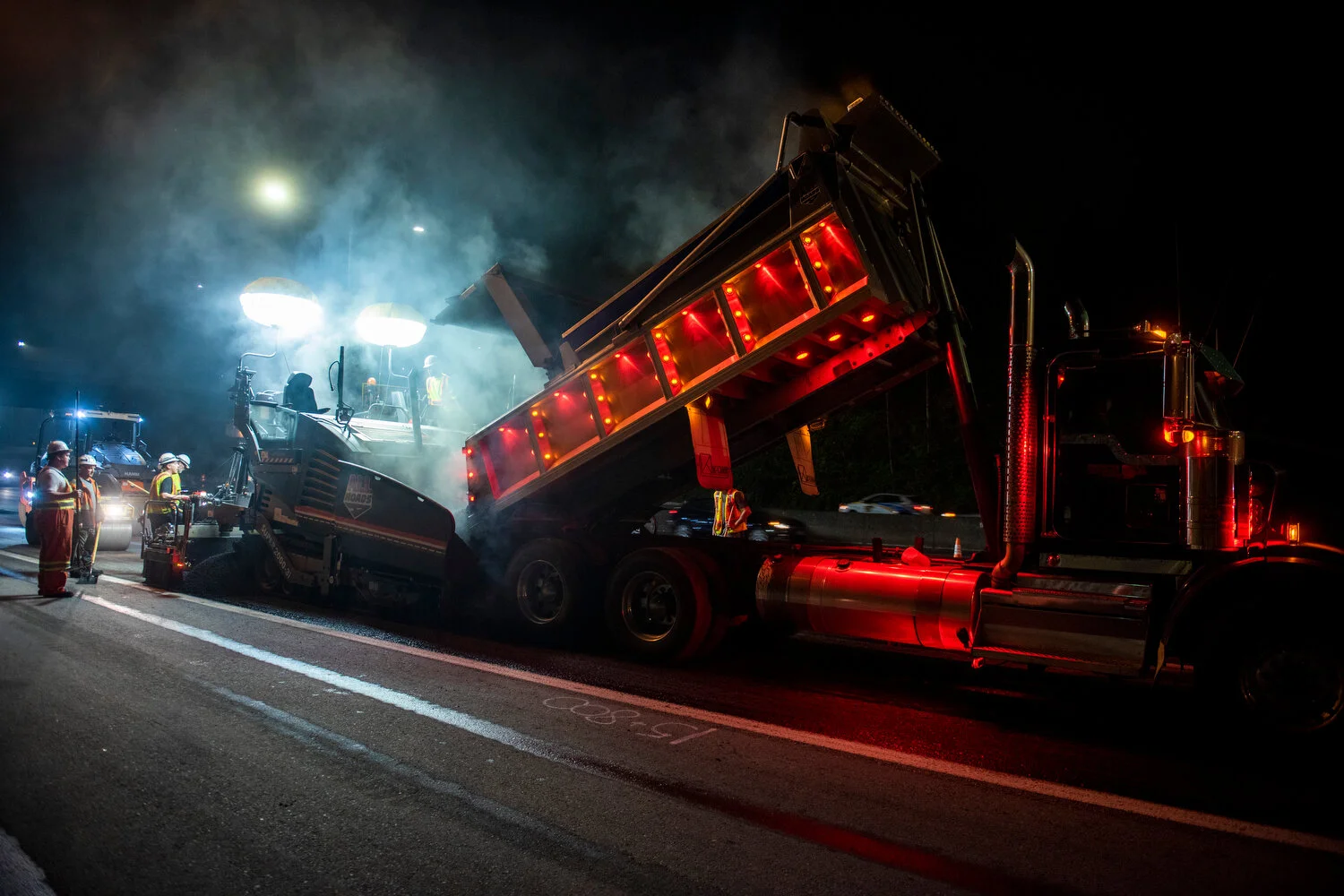  September 17, 2020 - Vancouver, British Columbia - All Roads Construction Ltd. crew work on the Number One and Gallagher overpass in Vancouver using Wirtgen machines. Photo by Jimmy Jeong 