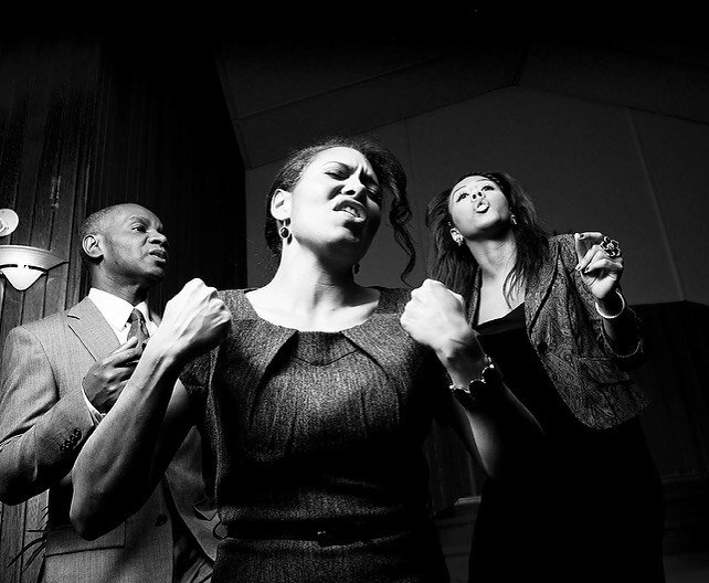 Black Pioneers Heritage Singers. Hugh French, Junetta Jamerson and Sierra Jamerson.