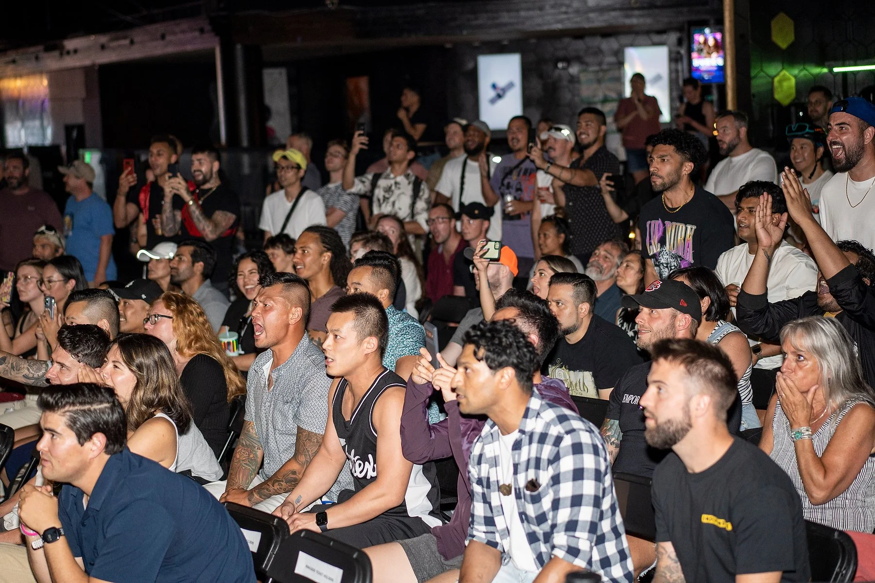  Fans watch boxers compete in the 10th annual Restaurant Rumble organized by the Aprons for Globes Boxing Association in Vancouver, B.C., on August 25, 2022. The fundraiser was originally started to help build the Eastside Boxing Gym after the histor