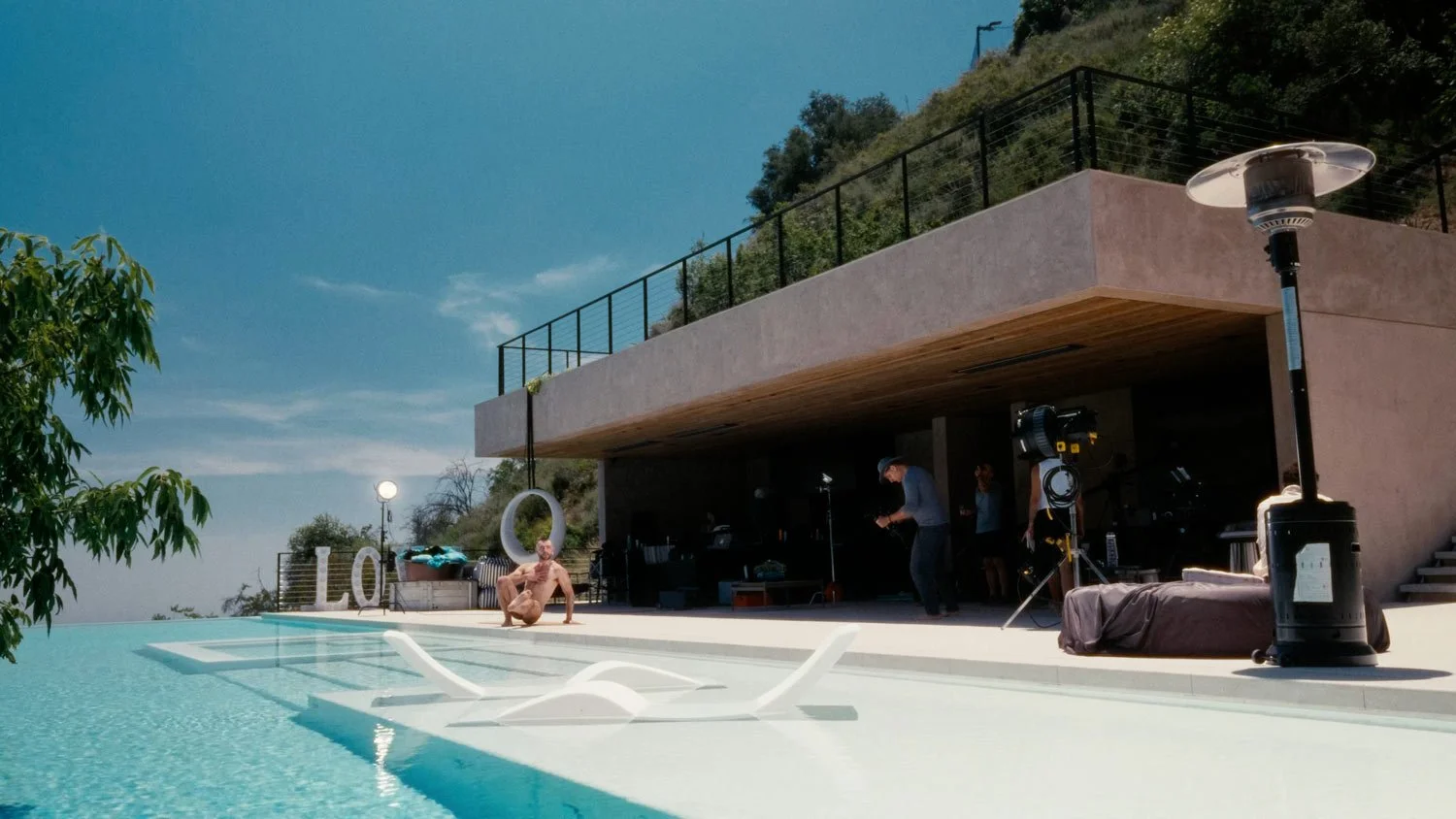 set of yoga shoot with infinity pool