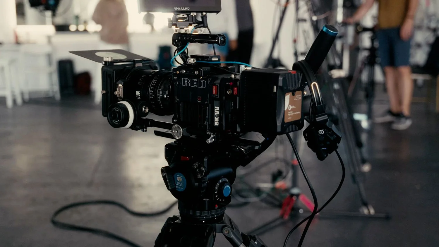 red raptor camera on tripod