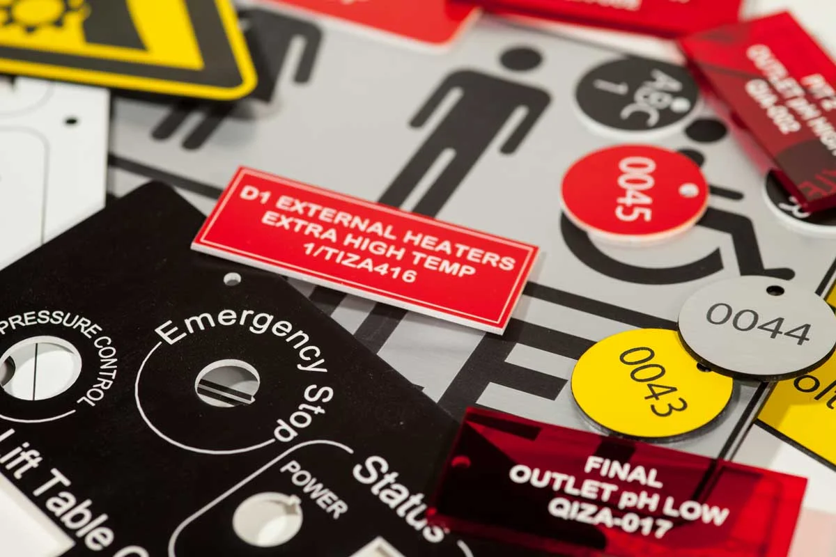Laser cut traffolyte labels