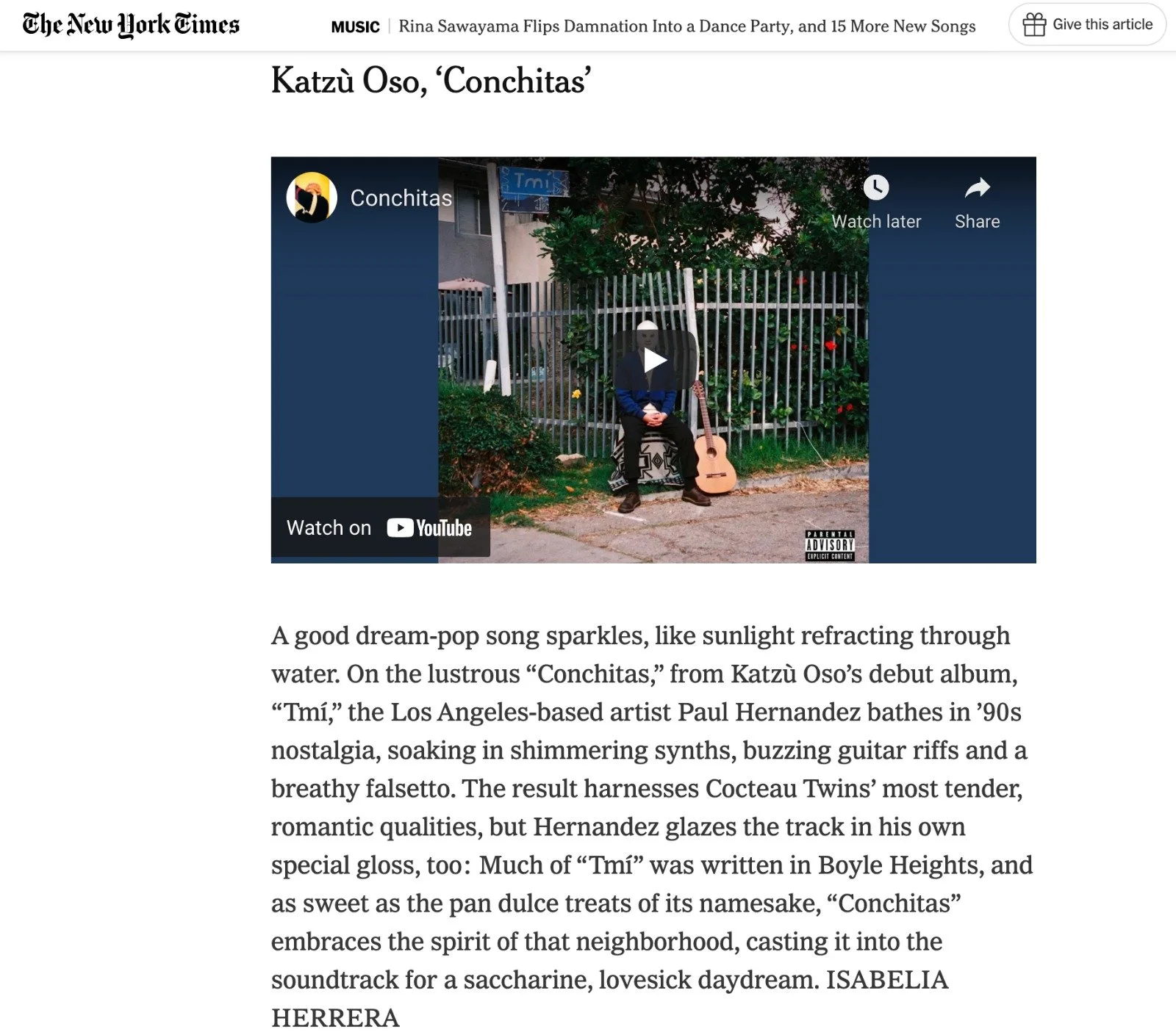 The New York Times: Katzù Oso, ‘Conchitas’