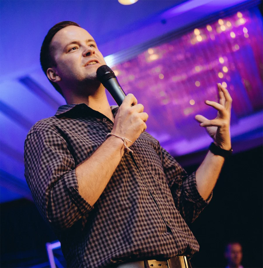 Every year, in July, we hosted a huge corporate training event called Booster University. We'd fly the whole company to Atlanta for a week of training and inspiration. One of the highlights of my year was speaking at these events. We didn't have "customer service" at Booster. We had Client Care. And one of my jobs each year was to train our 500+ team members on how to make our clients feel very well-cared for. There's nothing I love more than taking a stage and transforming boring, stale principles of business into unforgettable moments of wonder, humor, and inspiration.