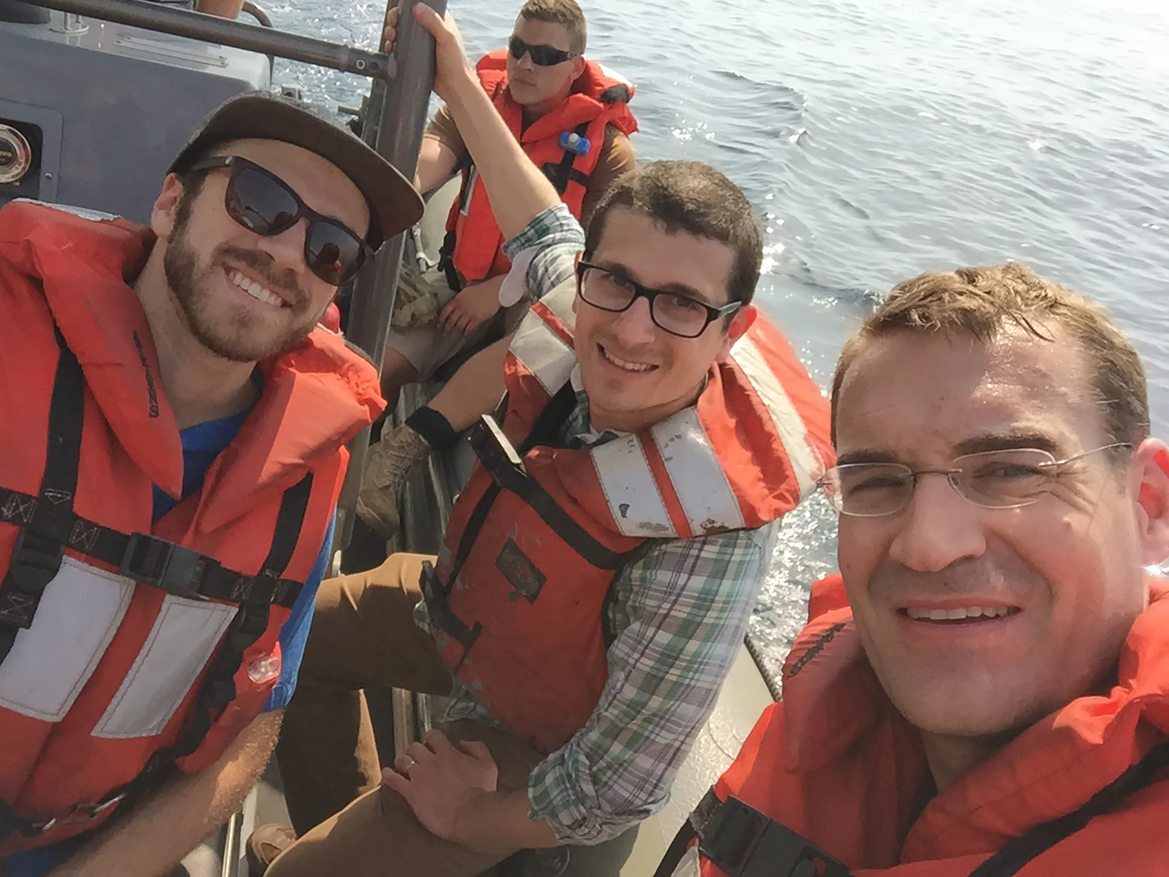 The Reporting Team: Jason Paladino, Mike Hixenbaugh and Zachary Stauffer in the Persian Gulf in April 2016.
