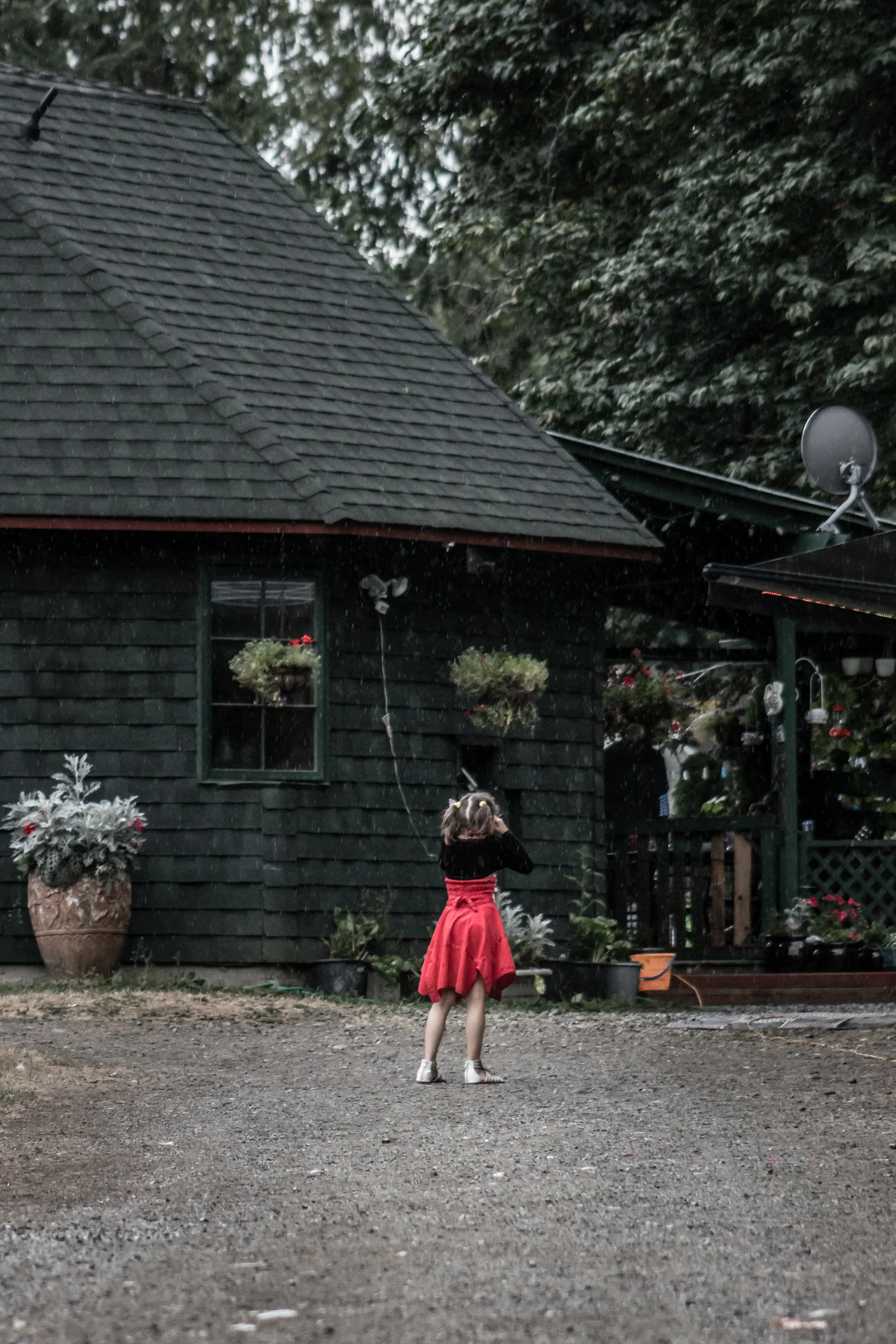 A girl in the rain