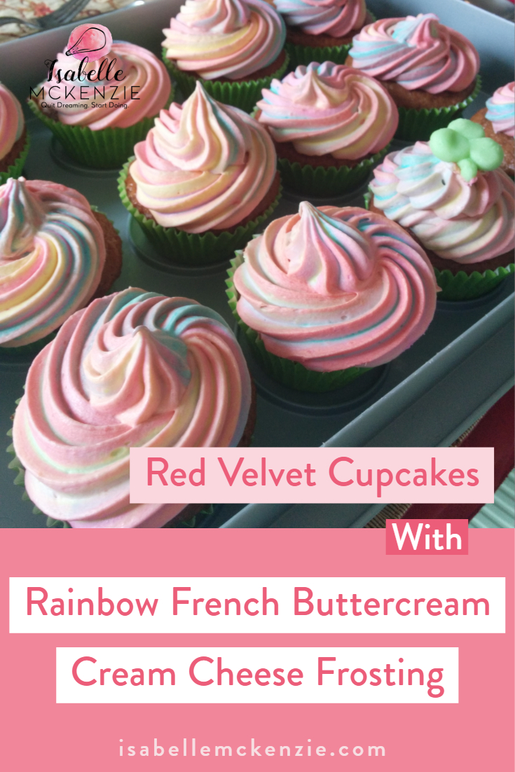 Red Velvet Cupcakes with Rainbow French Buttercream Cream Cheese Frosting