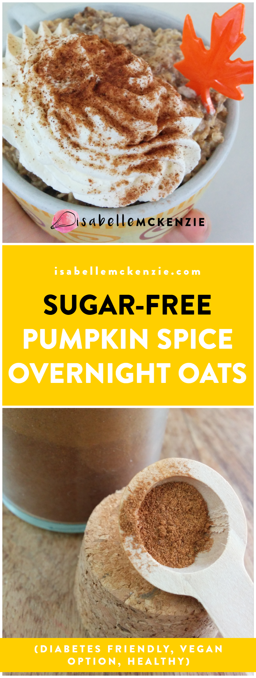 Sugar-Free Healthy Pumpkin Spice Overnight Oats (Gluten-Free, Diabetes, Vegan Friendly)