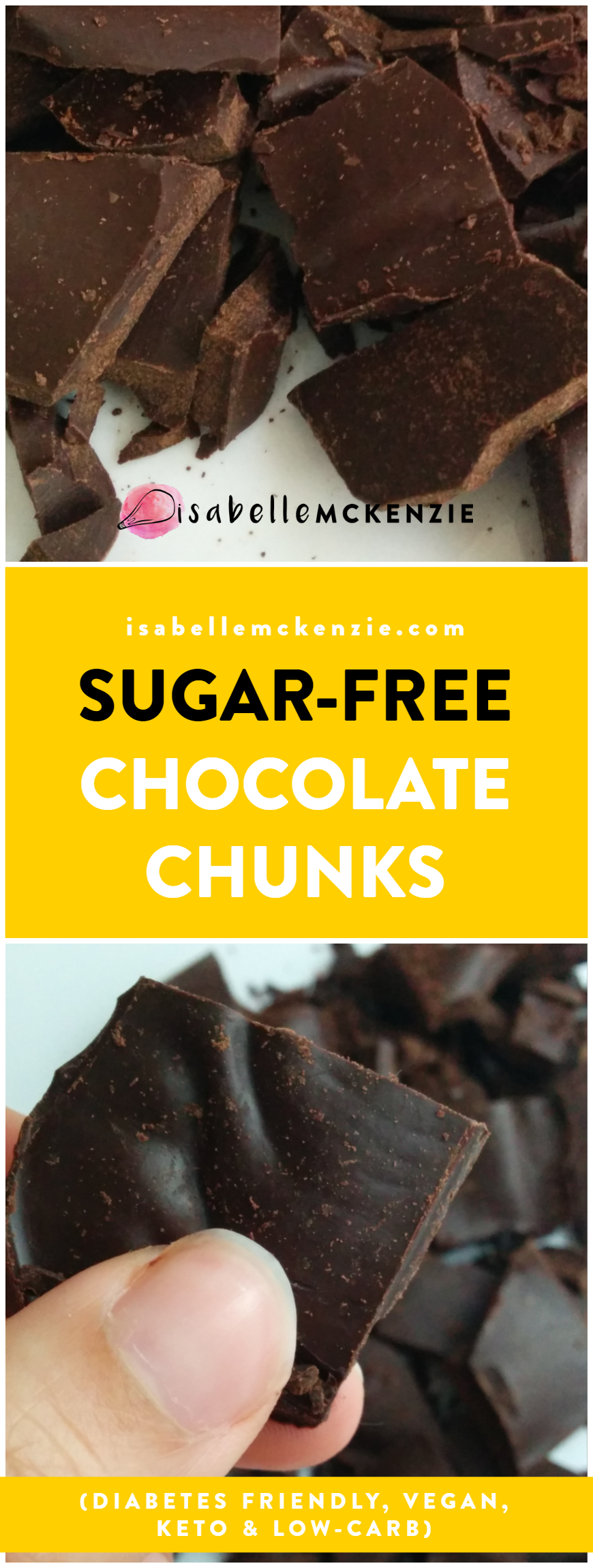 Sugar-Free Chocolate Chunks Recipe (Vegan, Keto, Low-Carb, Gluten-Free)