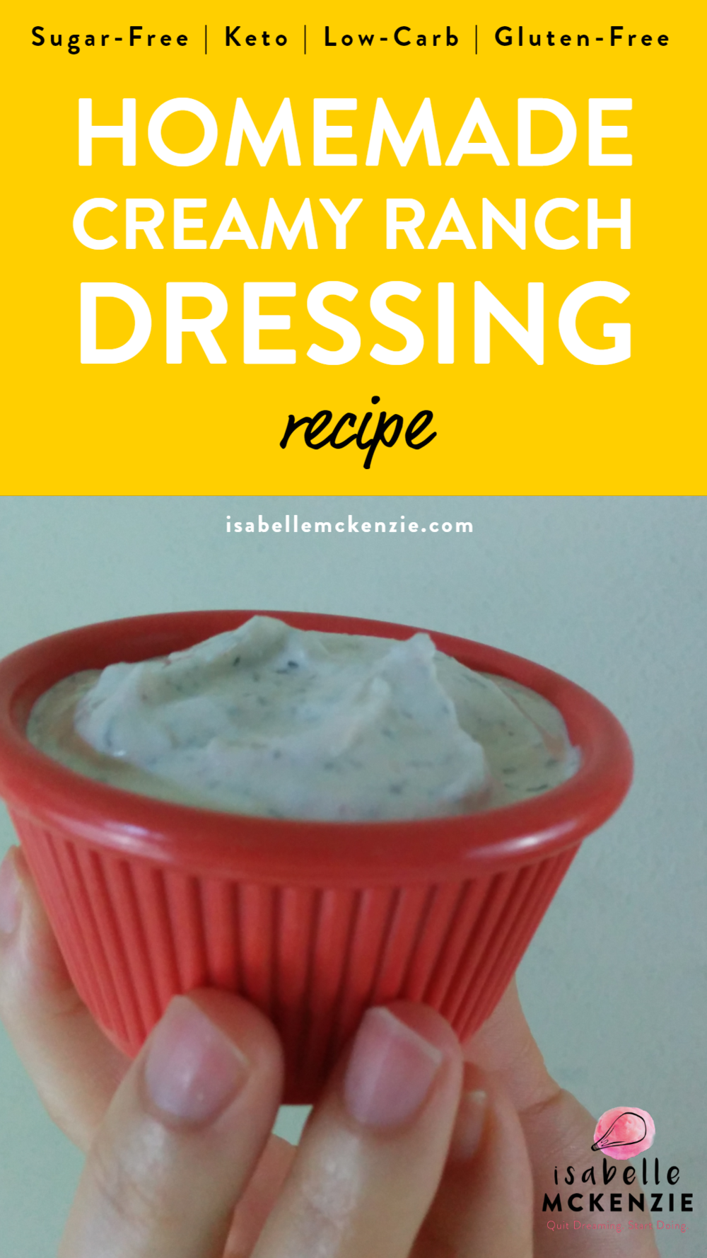 Creamy Homemade Sugar-Free Ranch Dressing (Gluten-Free, Keto, Low Carb)