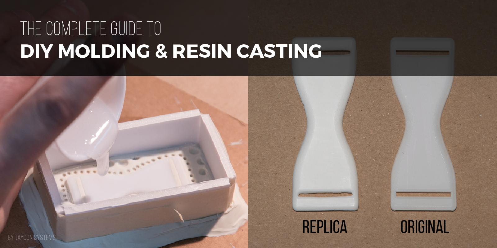 DIY Molding and resin casting mold - image comparing original and replica pieces made from resin casting