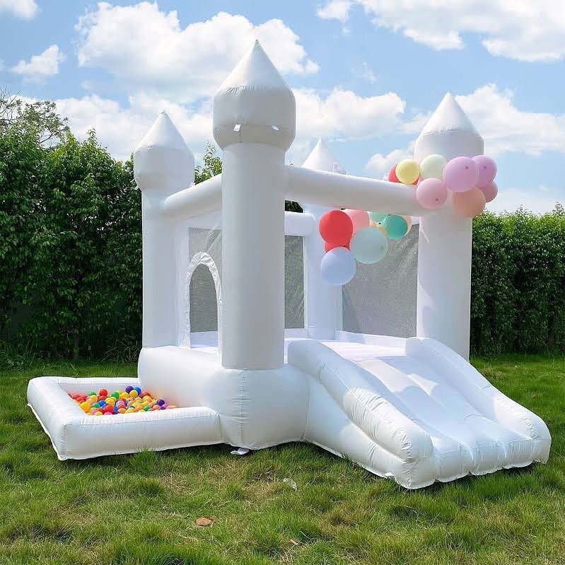 NEW ITEM!!! 🏰 

Coming soon, and available for rent for all your party needs. 

 Beautiful White Castle bounce house with slide and ball pit! 

We deliver and set up at your location.  All rentals are a minimum of 4 hours starting with our basic pac